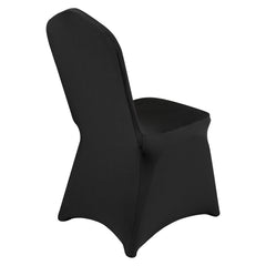 Stretch Spandex Folding Chair Covers, Universal Fitted Arched Front Cover, Removable Washable Protective Slipcovers, for Wedding, Holiday, Banquet, Party, Celebration, Dining (50PCS Black)