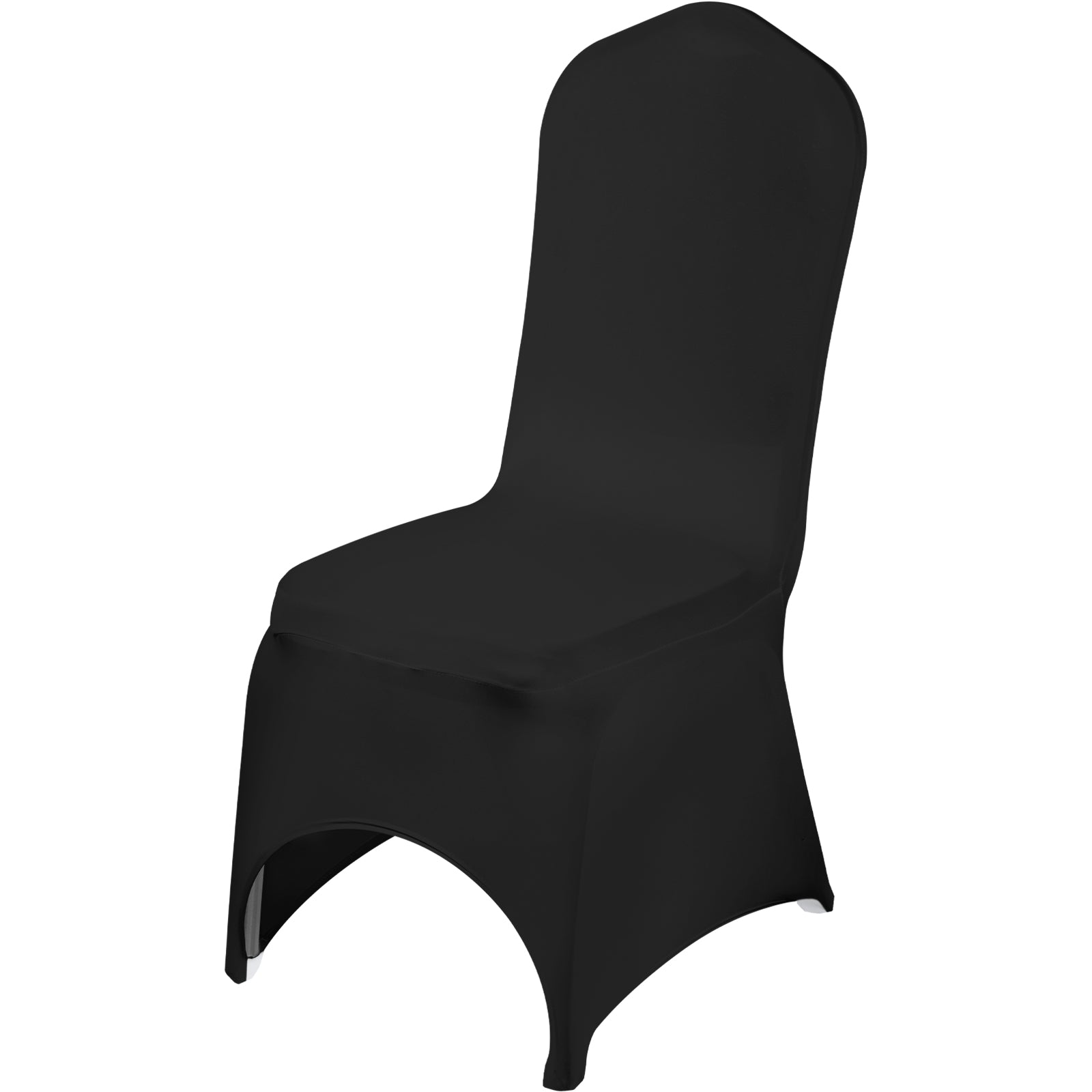 Stretch Spandex Folding Chair Covers, Universal Fitted Arched Front Cover, Removable Washable Protective Slipcovers, for Wedding, Holiday, Banquet, Party, Celebration, Dining (50PCS Black)