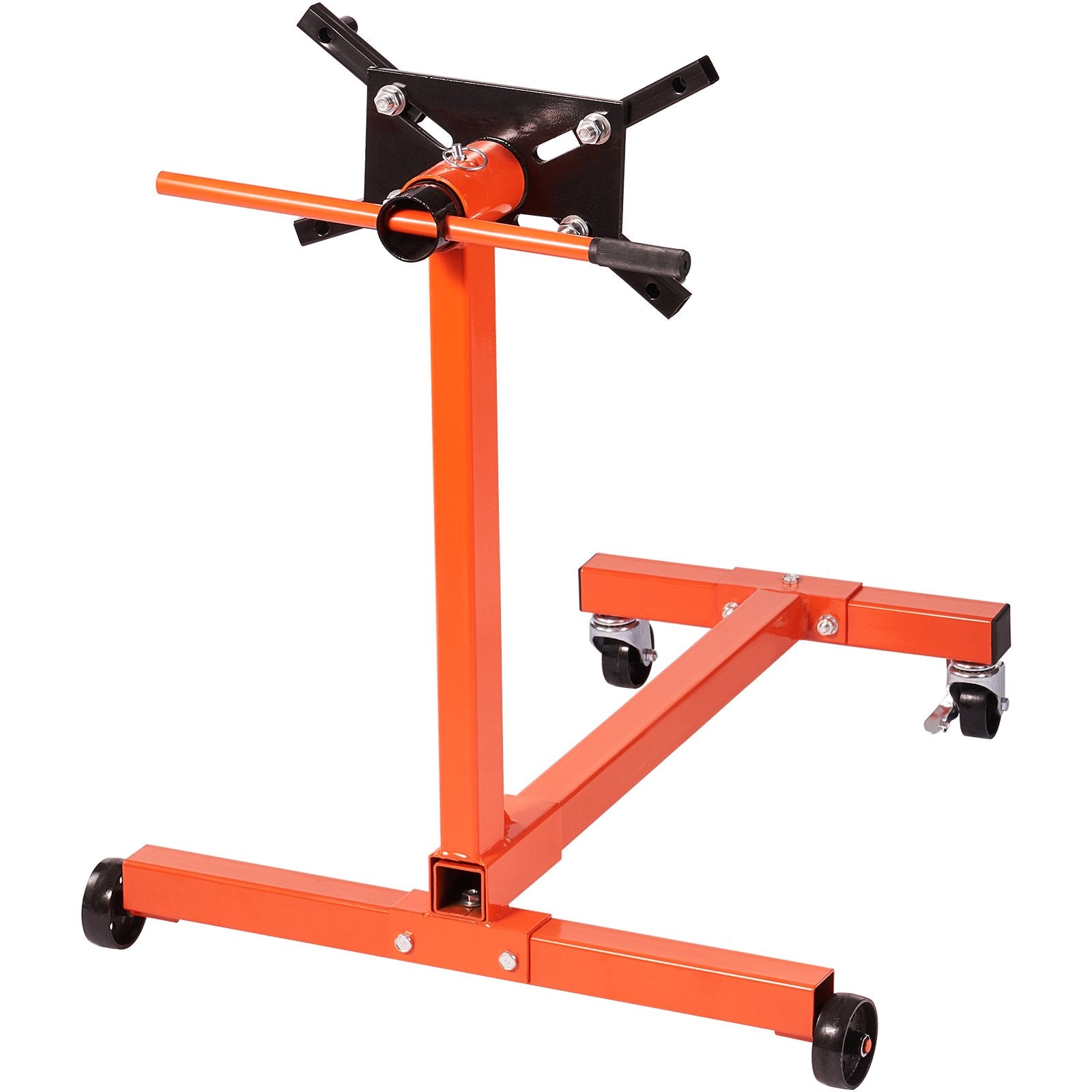 Engine Stand, 750 lbs (3/8 Ton) Rotating Engine Motor Stand with 360 Degree Adjustable Head, Cast Iron Motor Hoist Dolly, 4-Caster, 4 Adjustable Arms, for Vehicle Maintenance, Auto Repair