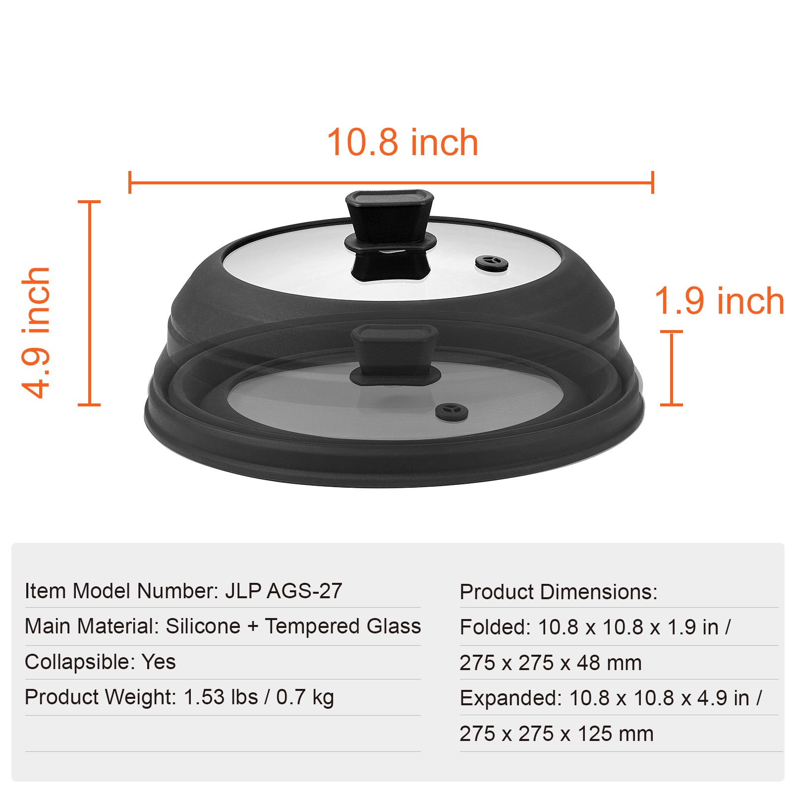 Microwave Splatter Cover & Mat 10.8" Collapsible Microwave Food Lid 500°F