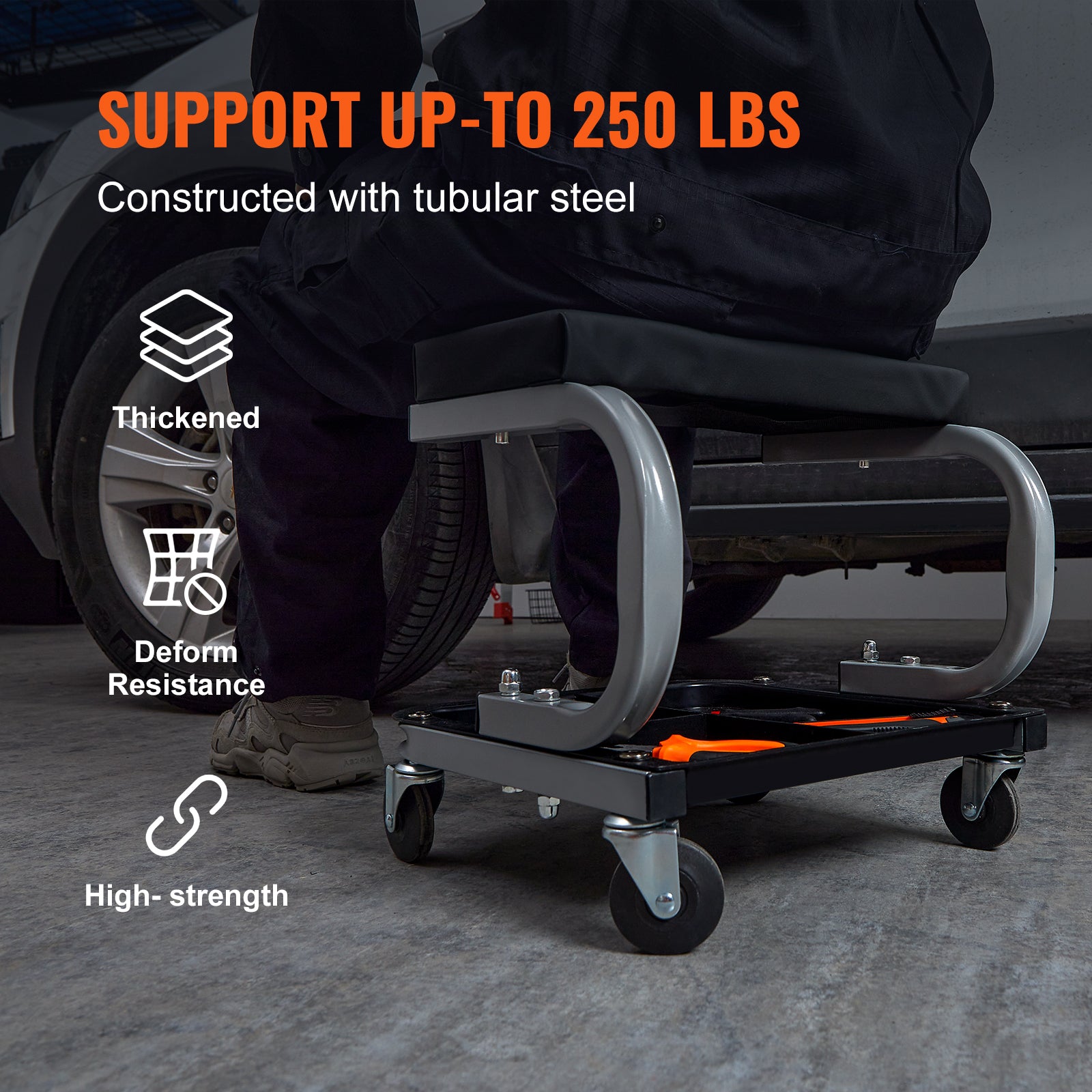 Mechanics Garage Stool 250 LBS Mechanic Creeper Seat Under Car Tool Tray
