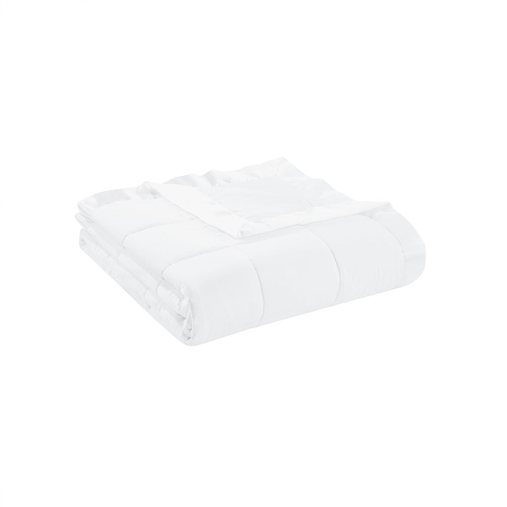 Lightweight Down Alternative Blanket with Satin Trim White King