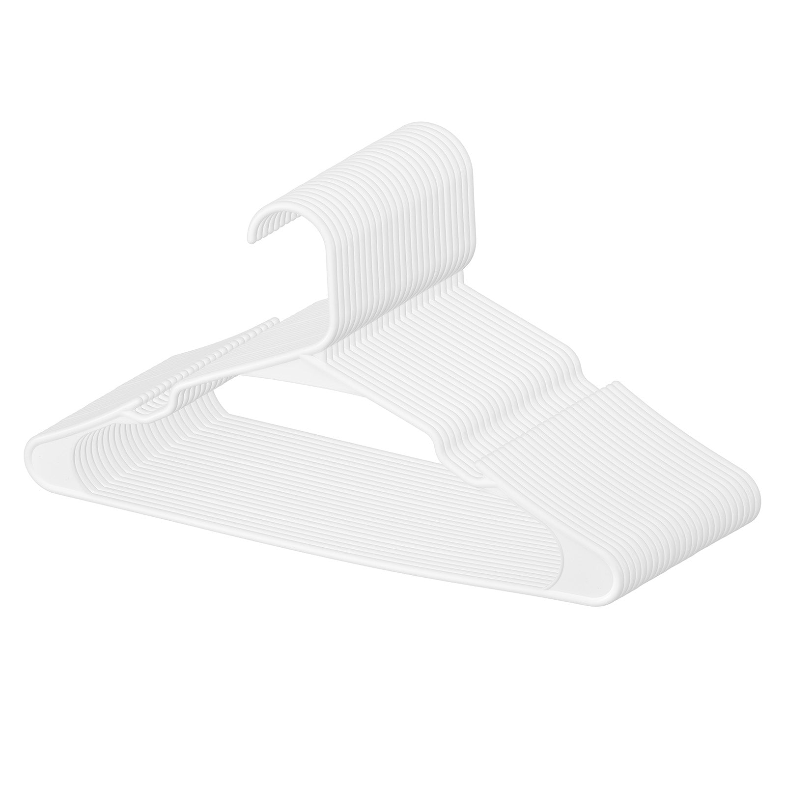 Hangers, 0.2 in Ultra-Thin, 50 Pack White Plastic Hangers with Stable Triangular Top Structure & Wider Notch Design, Non-Slip Space Saving Hangers, Fit for T-Shirt, Shirt, Sling & Pant