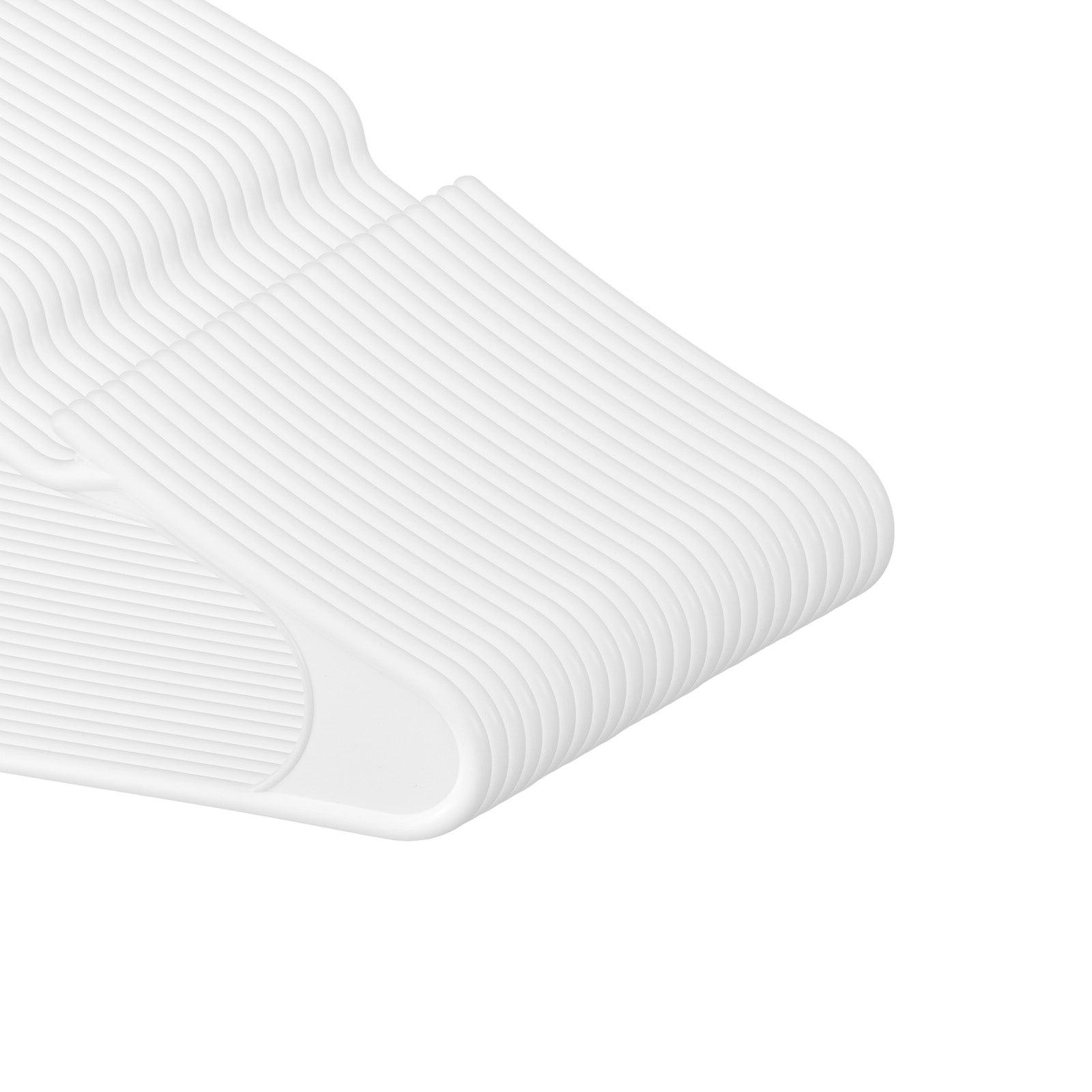 Hangers, 0.2 in Ultra-Thin, 50 Pack White Plastic Hangers with Stable Triangular Top Structure & Wider Notch Design, Non-Slip Space Saving Hangers, Fit for T-Shirt, Shirt, Sling & Pant