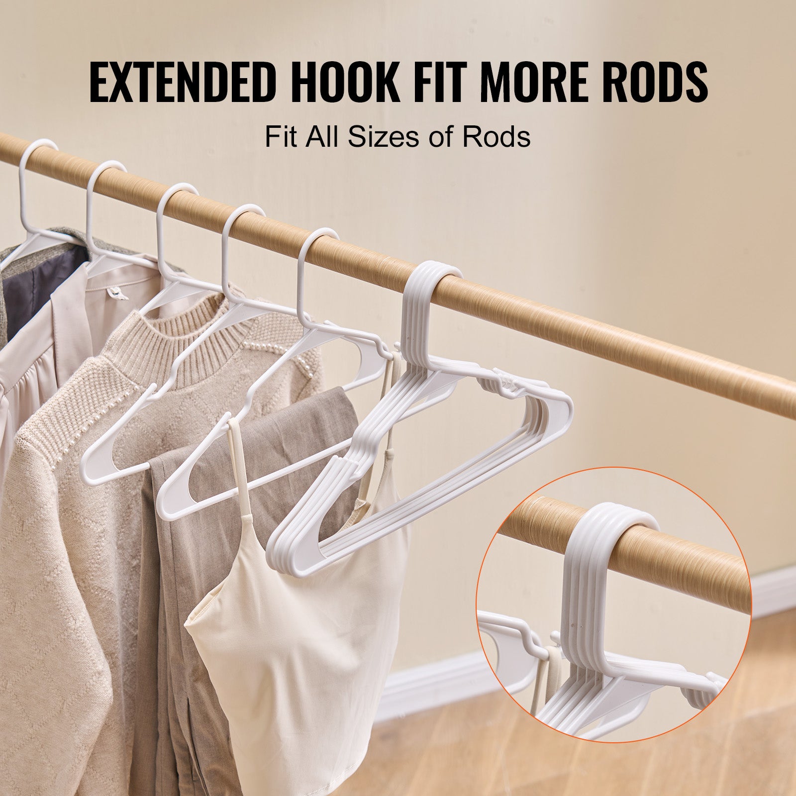 Hangers, 0.2 in Ultra-Thin, 50 Pack White Plastic Hangers with Stable Triangular Top Structure & Wider Notch Design, Non-Slip Space Saving Hangers, Fit for T-Shirt, Shirt, Sling & Pant