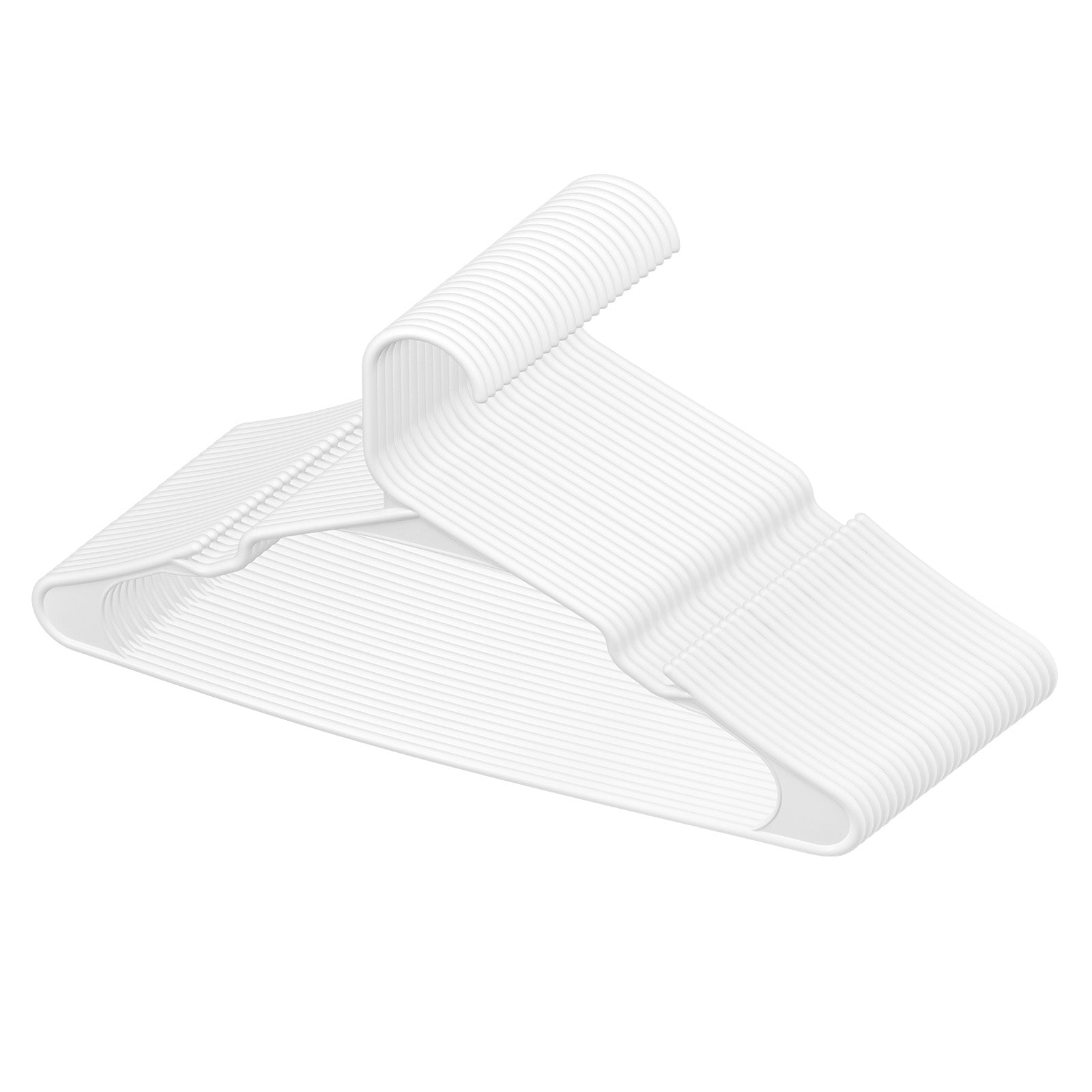 Hangers, 0.2 in Ultra-Thin, 50 Pack White Plastic Hangers with Stable Triangular Top Structure & Wider Notch Design, Non-Slip Space Saving Hangers, Fit for T-Shirt, Shirt, Sling & Pant