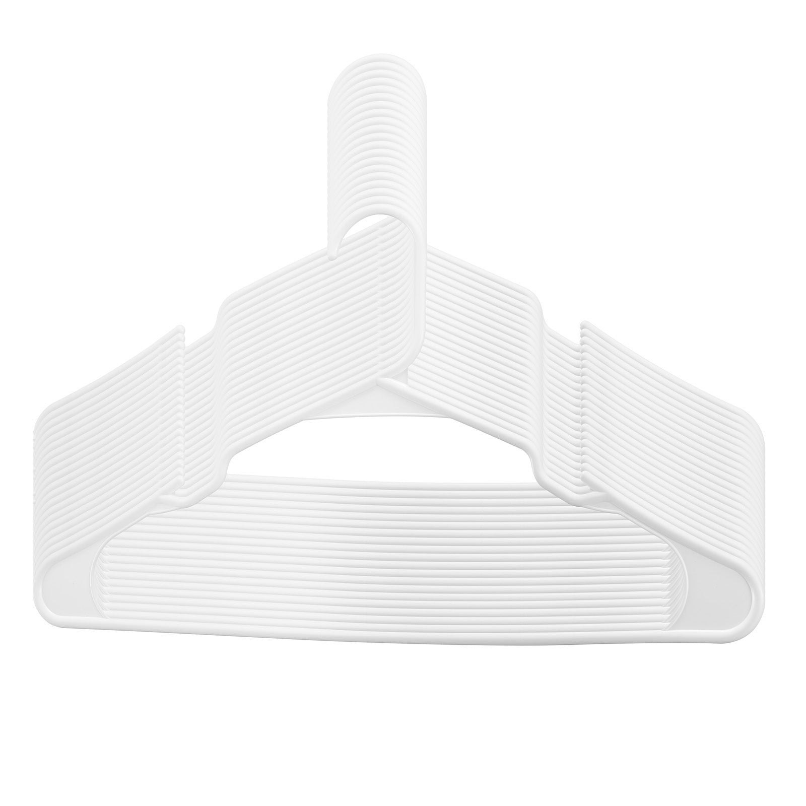 Hangers, 0.2 in Ultra-Thin, 50 Pack White Plastic Hangers with Stable Triangular Top Structure & Wider Notch Design, Non-Slip Space Saving Hangers, Fit for T-Shirt, Shirt, Sling & Pant