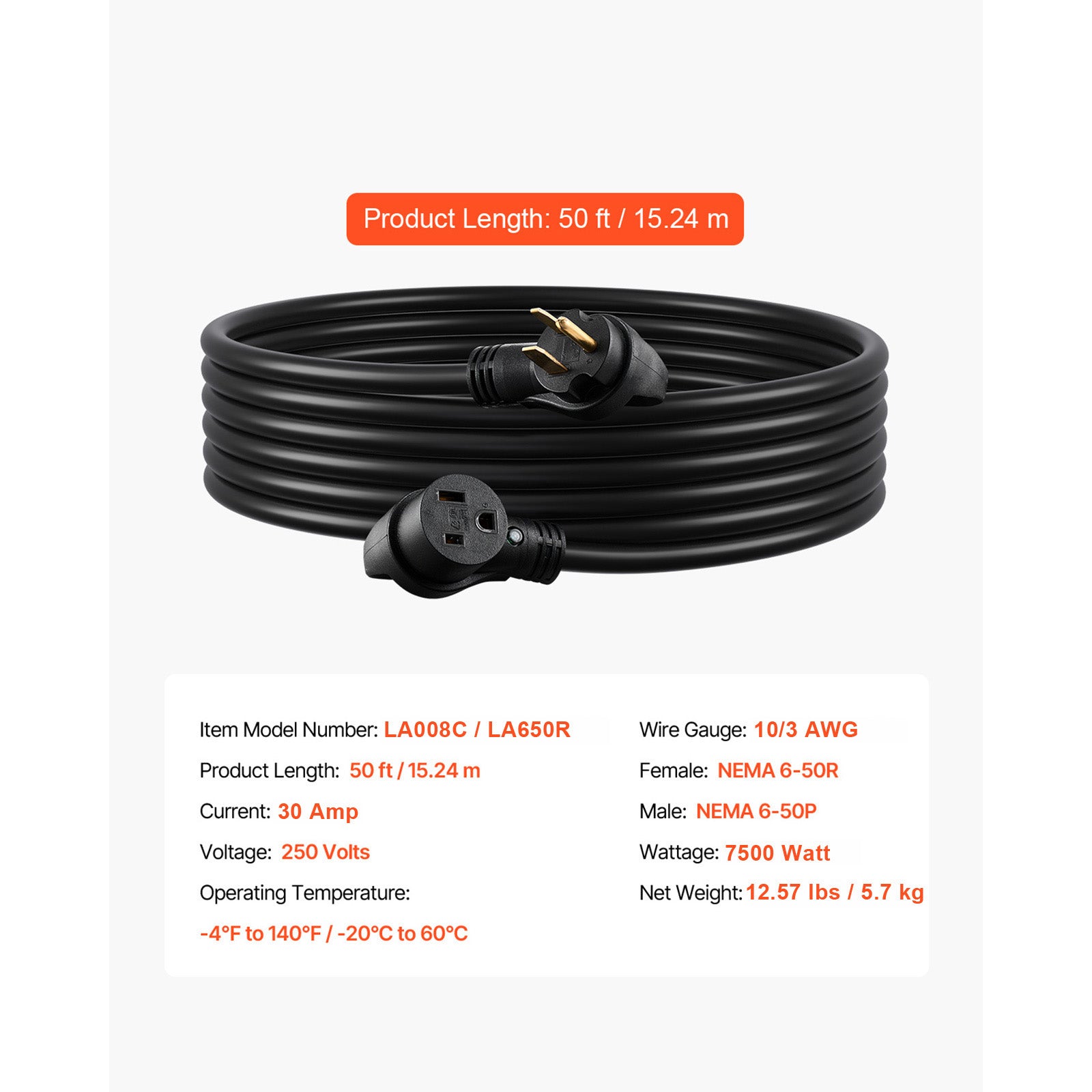 Welding Extension Cord 50ft MIG TIG Plasma Welding Cord 30A Extension Cord for Portable Welders