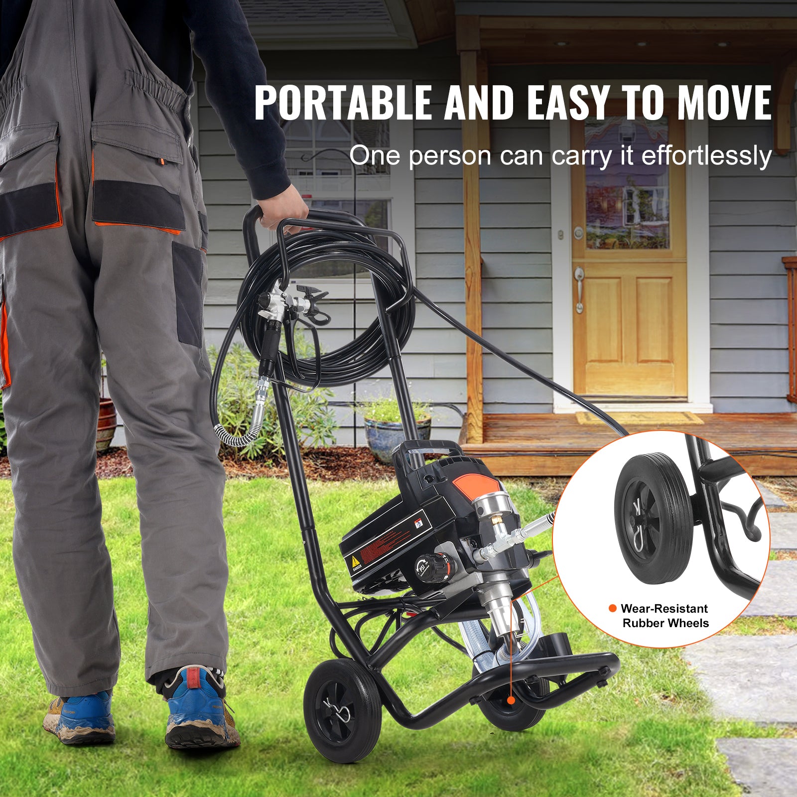 Stand Airless Paint Sprayer, 950W 3000PSI High Efficiency Electric Airless Sprayer With Cart, Paint Sprayers for Home Interior and Exterior Furniture and Fences, Fine And Even Painting Effect