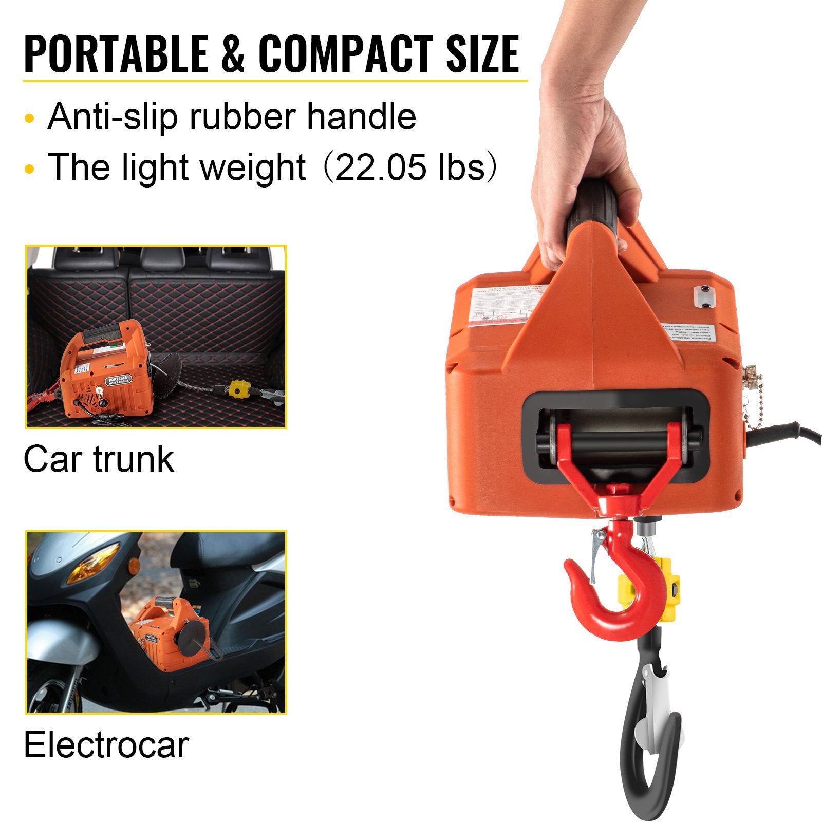3-in-1 Electric Hoist Winch, 1100lbs Portable Electric Winch, 1500W 110V Power Winch Crane, 25ft Lifting Height, w/Wire and Wireless Remote Control, Overload Protection for Lifting Towing