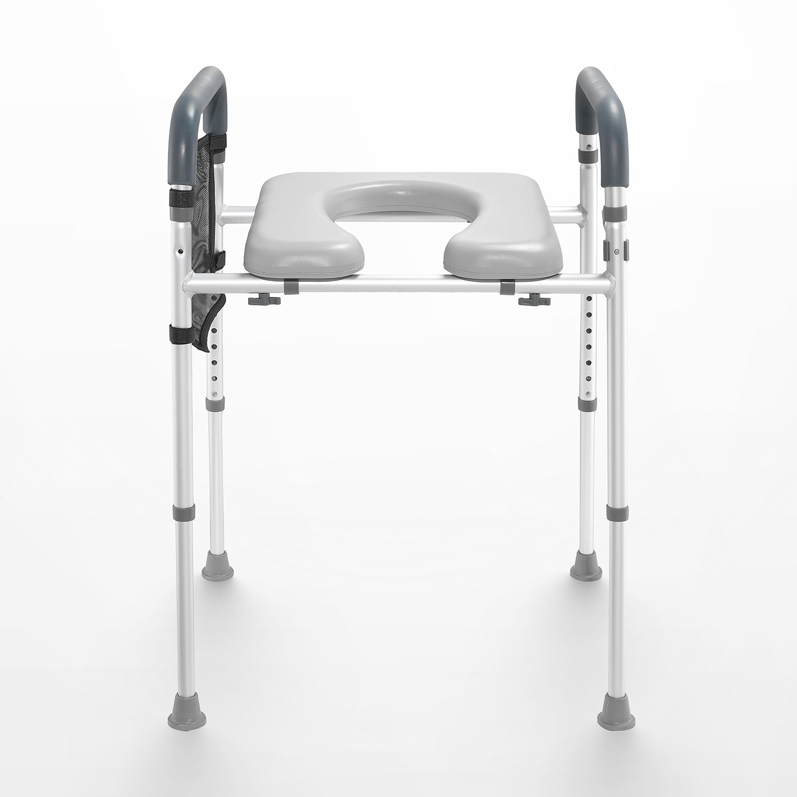 Raised Toilet Seat, 7-Position Height Adjustment 19.3" - 25.2", 350lbs Weight Capacity, with Comfort Padded Aluminum Frame, Universal Toilet Seat Riser, for Elderly, Handicap, Pregnant, Medical