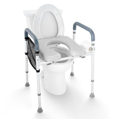 Raised Toilet Seat, 7-Position Height Adjustment 19.3" - 25.2", 350lbs Weight Capacity, with Comfort Padded Aluminum Frame, Universal Toilet Seat Riser, for Elderly, Handicap, Pregnant, Medical