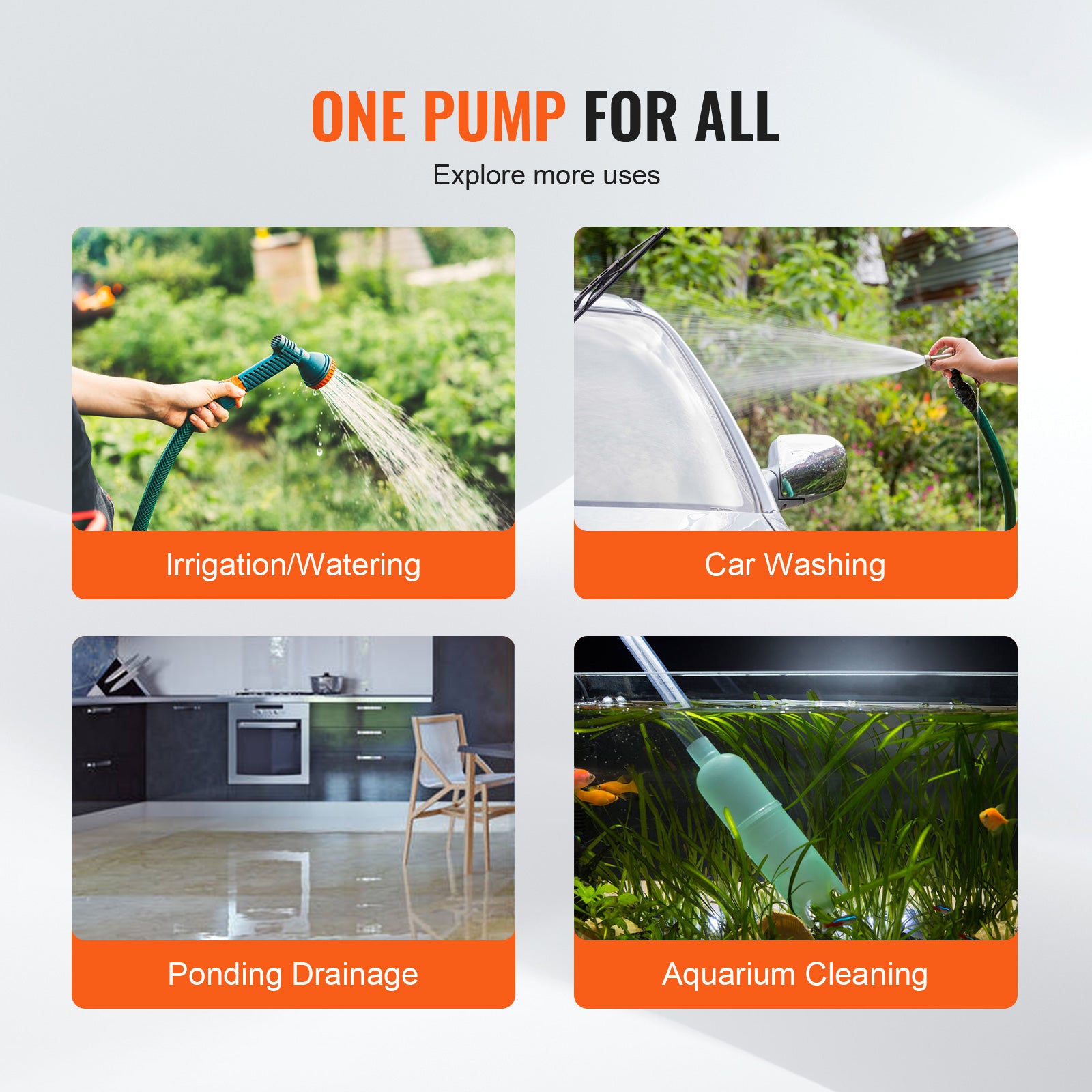 Water Transfer Pump, 120V AC 360 GPH 1/10 HP, Portable Electric Utility Pump with 6 ft Suction Hose Kit, Carbon Brushes, Impeller, Suction Strainer, for Garden, Rain Barrel, Pool, Pond, Aquarium