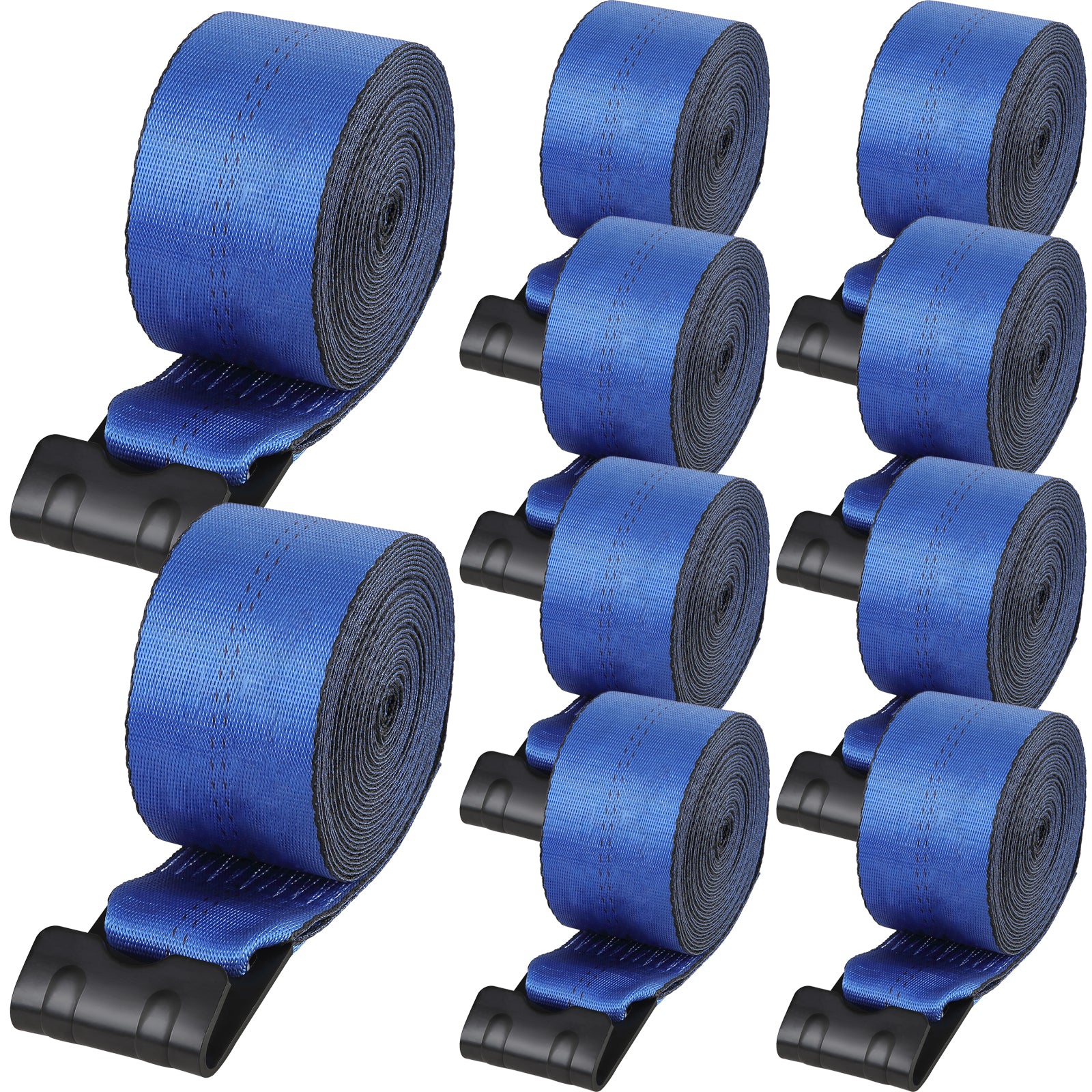 Winch Straps, 4" x 30', 6000 lbs Load Capacity, 18000 lbs Breaking Strength, Truck Straps with Flat Hook, Flatbed Tie Downs Cargo Control for Trailers, Farms, Rescues, Tree Saver, Blue (10 Pack)