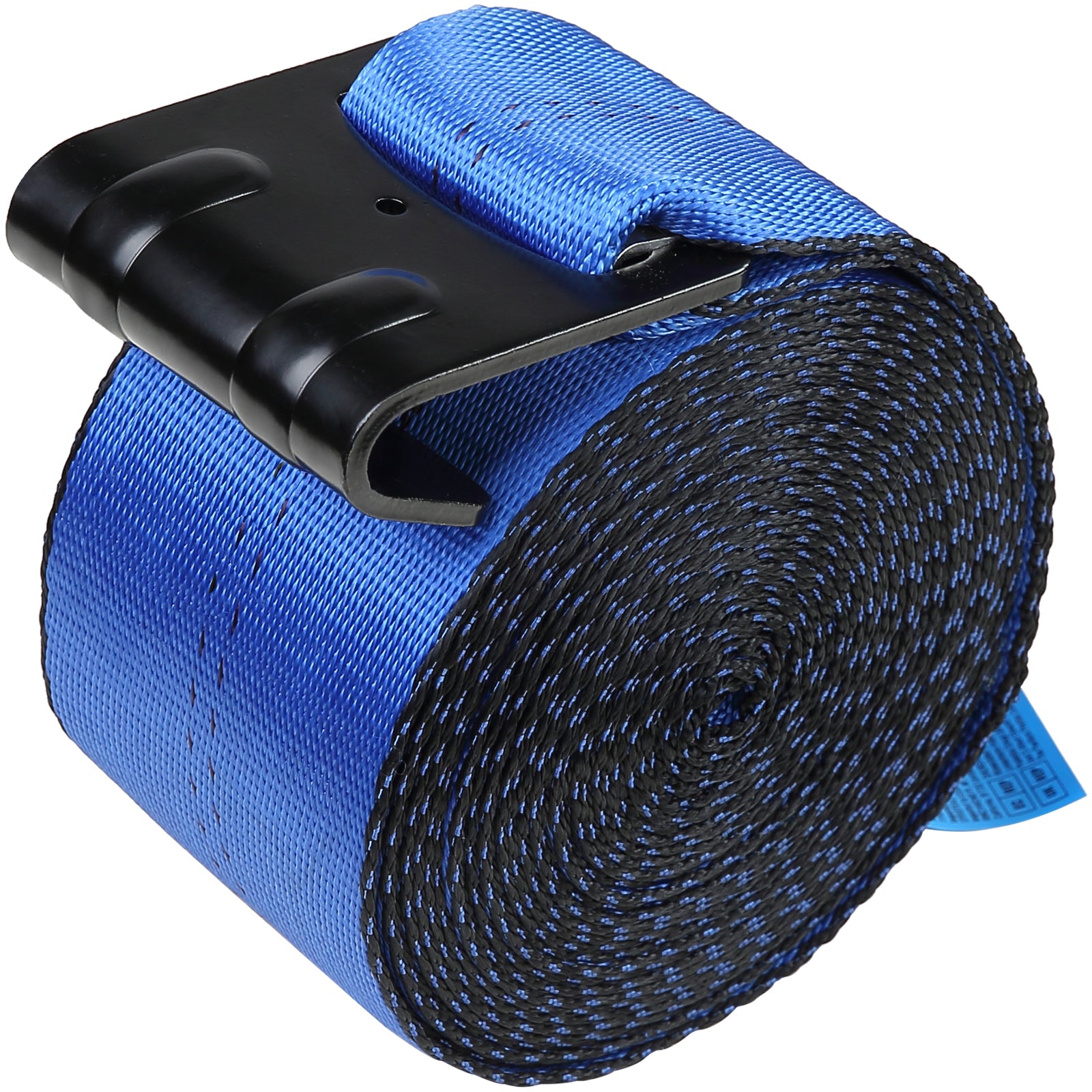 Winch Straps, 4" x 30', 6000 lbs Load Capacity, 18000 lbs Breaking Strength, Truck Straps with Flat Hook, Flatbed Tie Downs Cargo Control for Trailers, Farms, Rescues, Tree Saver, Blue (10 Pack)