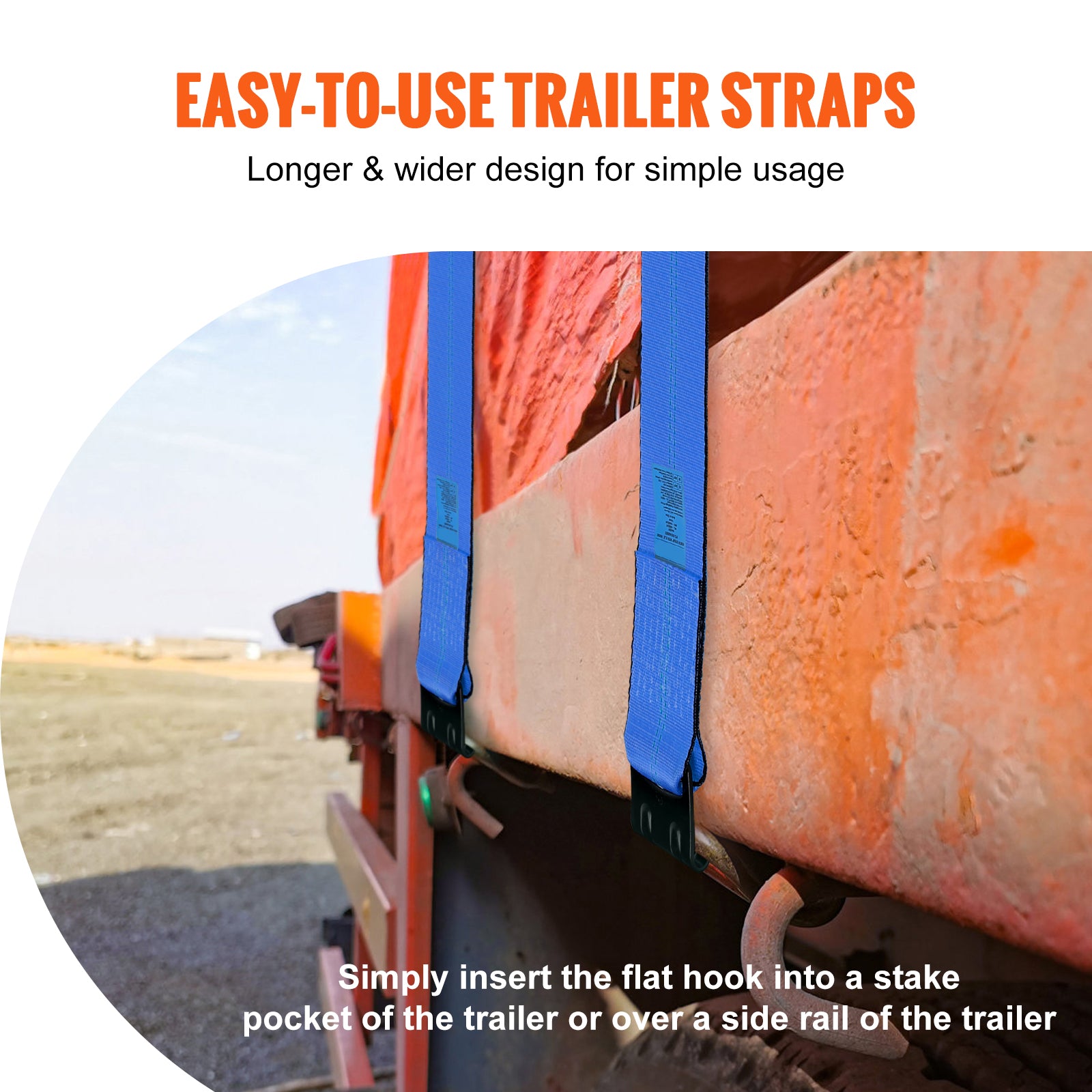 Winch Straps, 4" x 30', 6000 lbs Load Capacity, 18000 lbs Breaking Strength, Truck Straps with Flat Hook, Flatbed Tie Downs Cargo Control for Trailers, Farms, Rescues, Tree Saver, Blue (10 Pack)