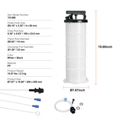 Fluid Extractor, 1.74 Gallons (6.5 Liters), Manual Hand-Operated Oil Changer Vacuum Fluid Extractor with Dipstick and Hose, Oil Extractor Change Pump for Automotive Fluids Vacuum Evacuation