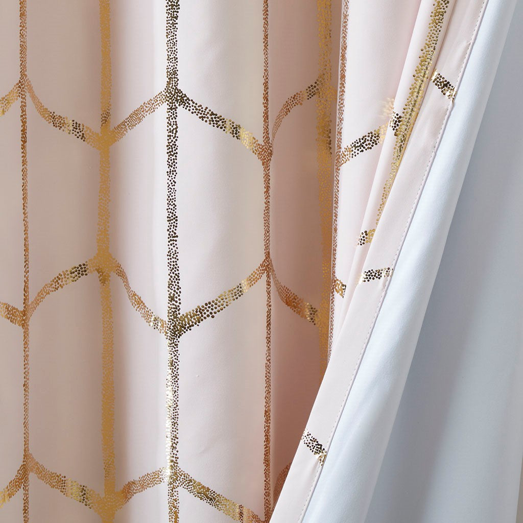 Total Blackout Metallic Print Grommet Top Curtain Panel(Only 1 Pc Panel)