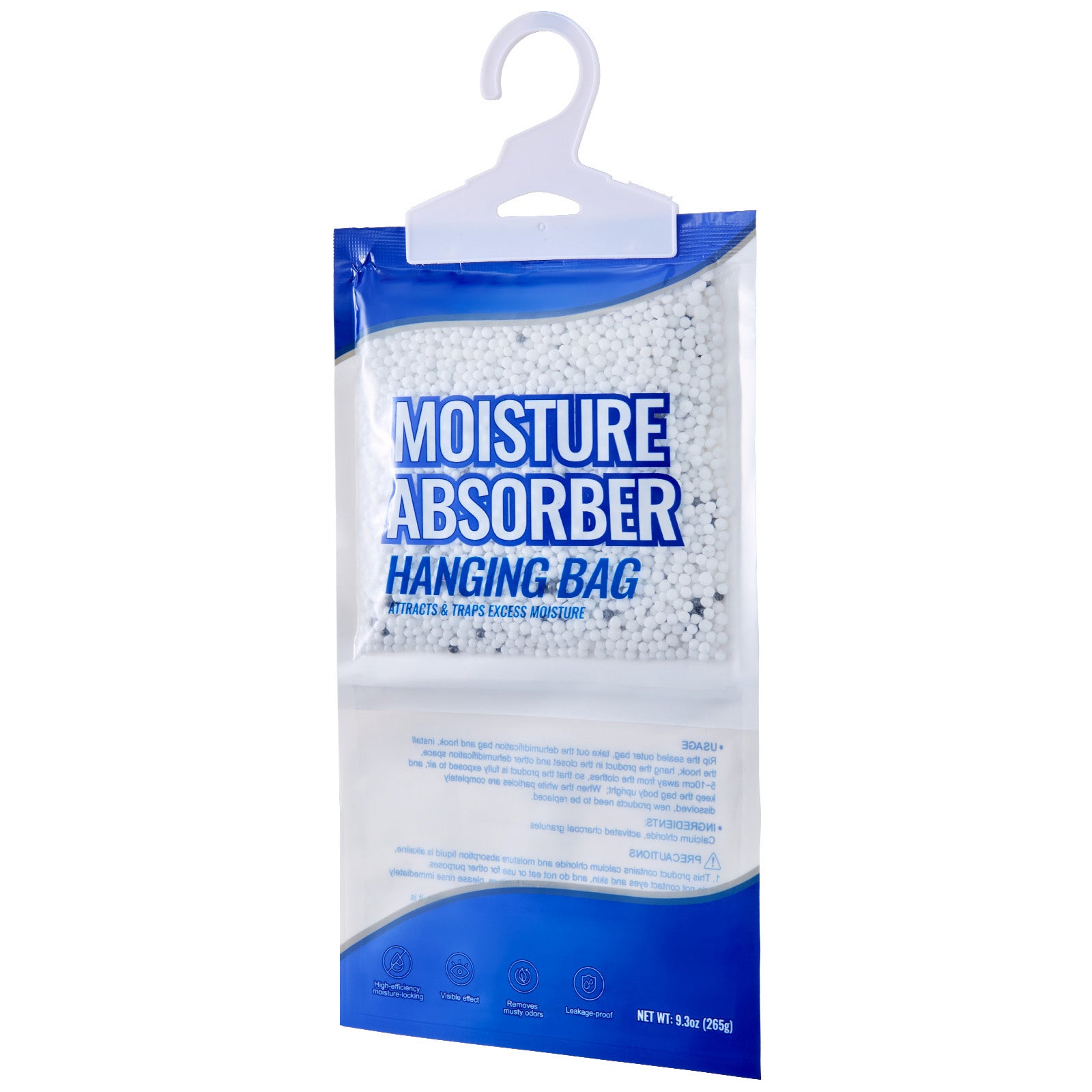 Hanging Moisture Absorber, 9.3 oz Hanging Closet Dehumidifier Bags(10 Packs), Fragrance Free Moisture Bags in Wardrobes, Bedrooms, Bathrooms