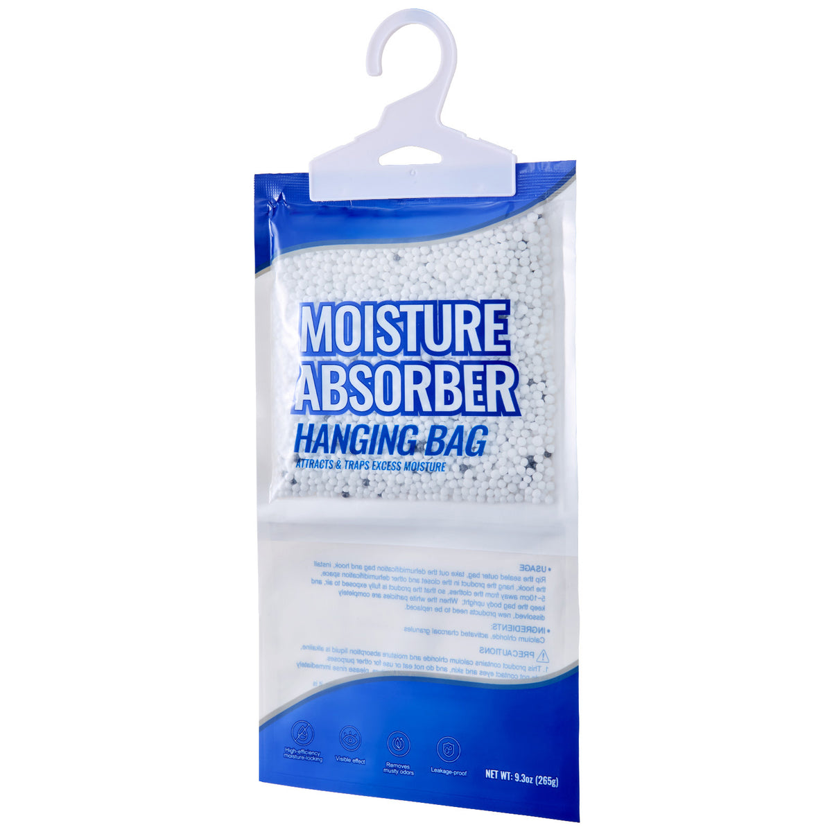 Hanging Moisture Absorber, 9.3 oz Hanging Closet Dehumidifier Bags(10 Packs), Fragrance Free Moisture Bags in Wardrobes, Bedrooms, Bathrooms