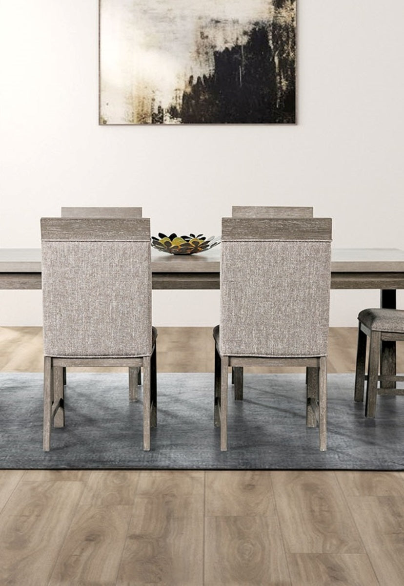 Transitional Style 2pc Side Chair Two Tone Design Padded Chair Gray And Stone Gray Finish Dining Room