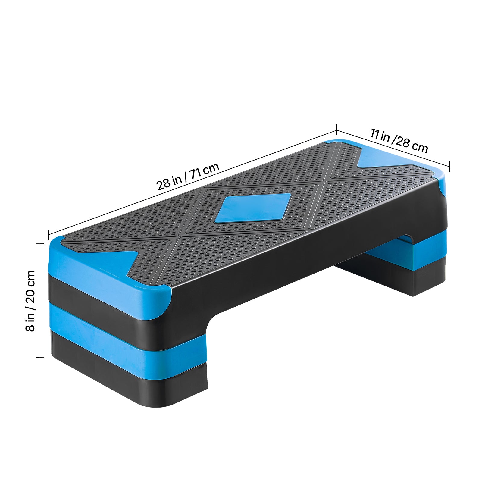 Aerobic Exercise Step Platform Height Adjustable Workout Stepper 4 Riser Blue