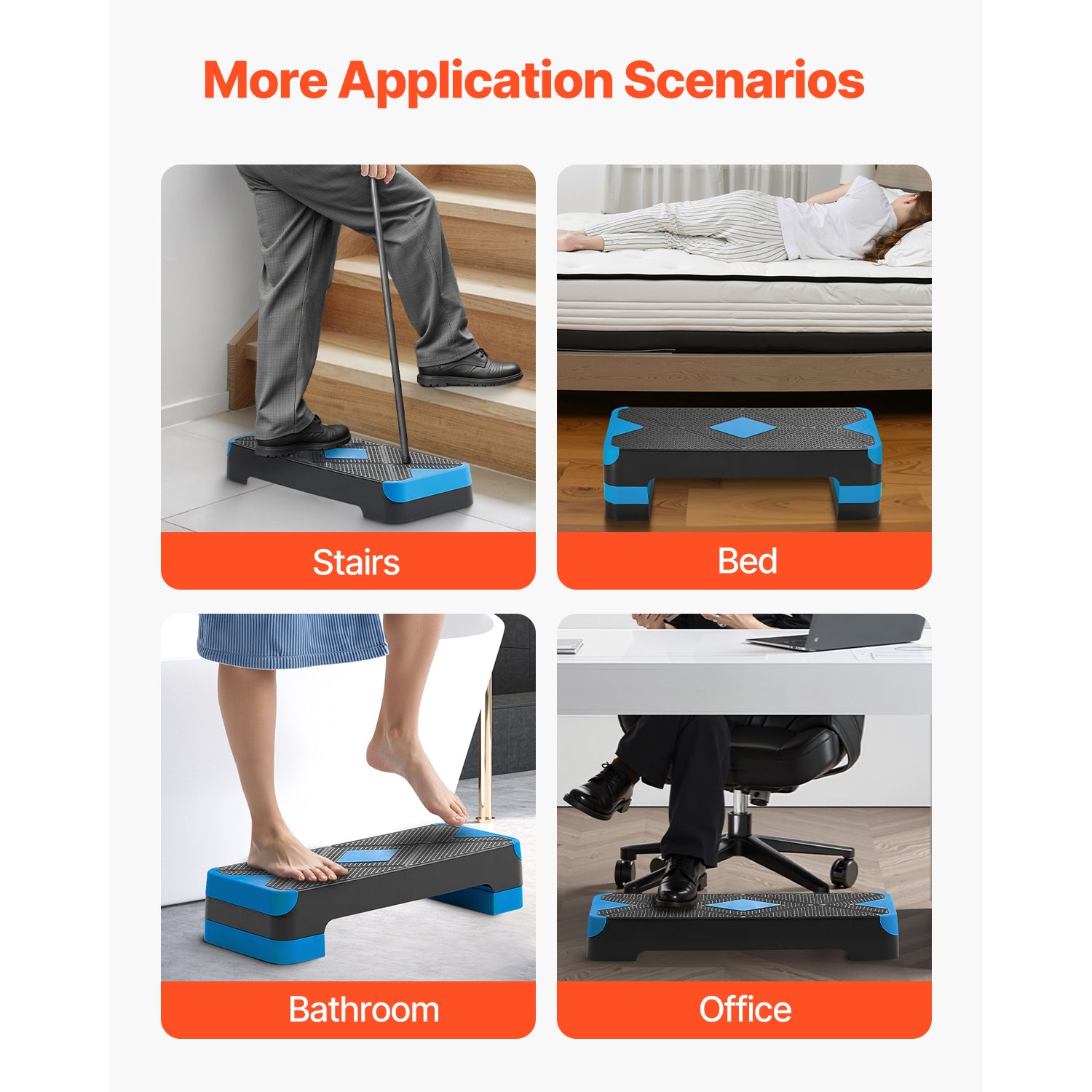 Aerobic Exercise Step Platform Height Adjustable Workout Stepper 4 Riser Blue
