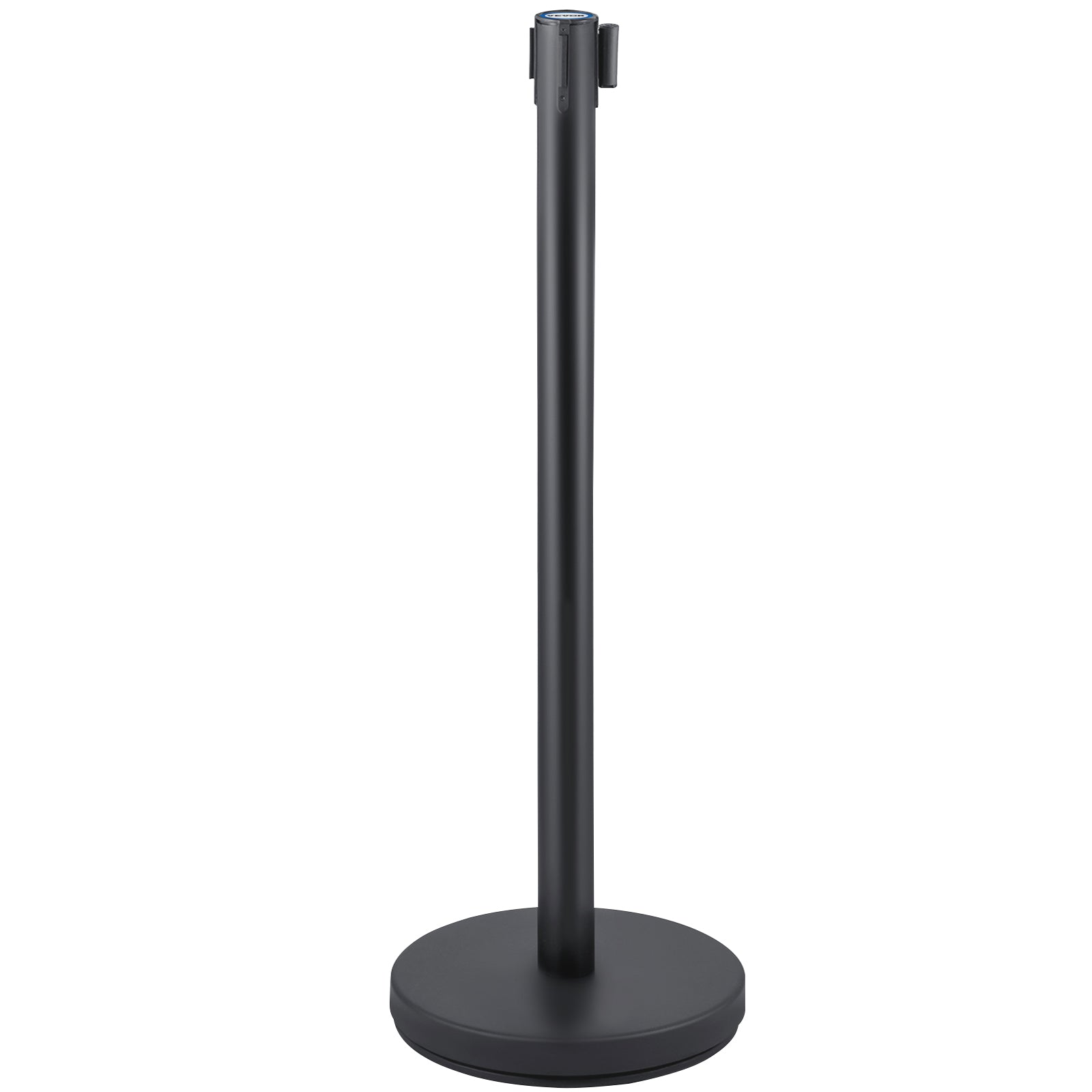 Crowd Control Stanchion, Set of 6 Pieces Stanchion Set, Stanchion Set with 6.6 ft/2 m Black Retractable Belt, Black Crowd Control Barrier w/Concrete and Metal Base - Easy Connect Assembly
