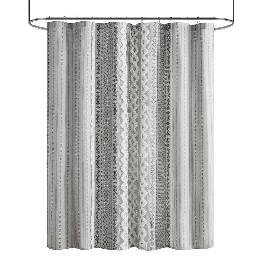Cotton Printed Shower Curtain with Chenille