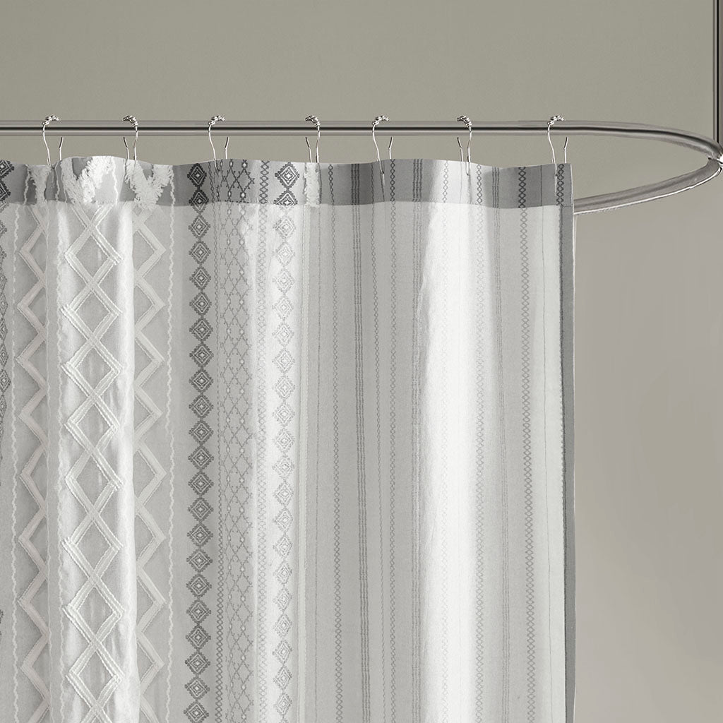Cotton Printed Shower Curtain with Chenille