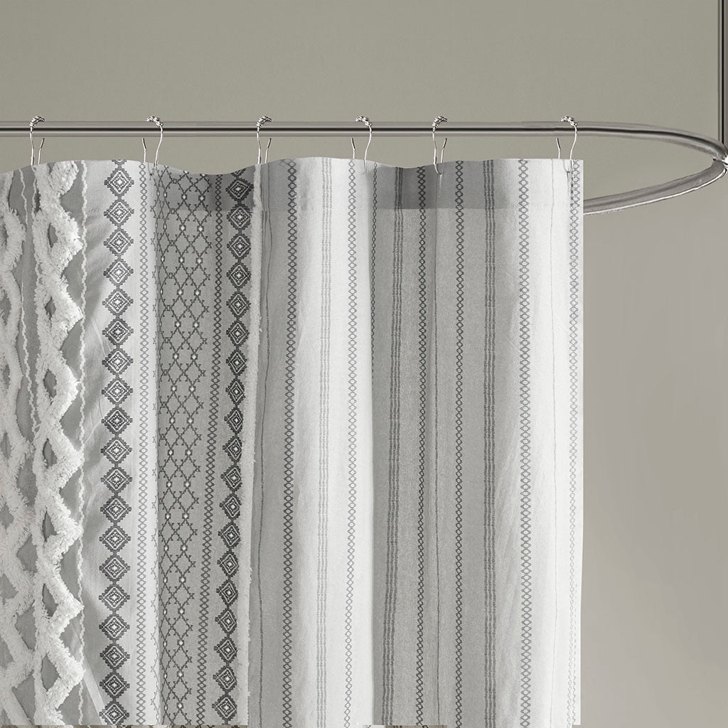 Cotton Printed Shower Curtain with Chenille