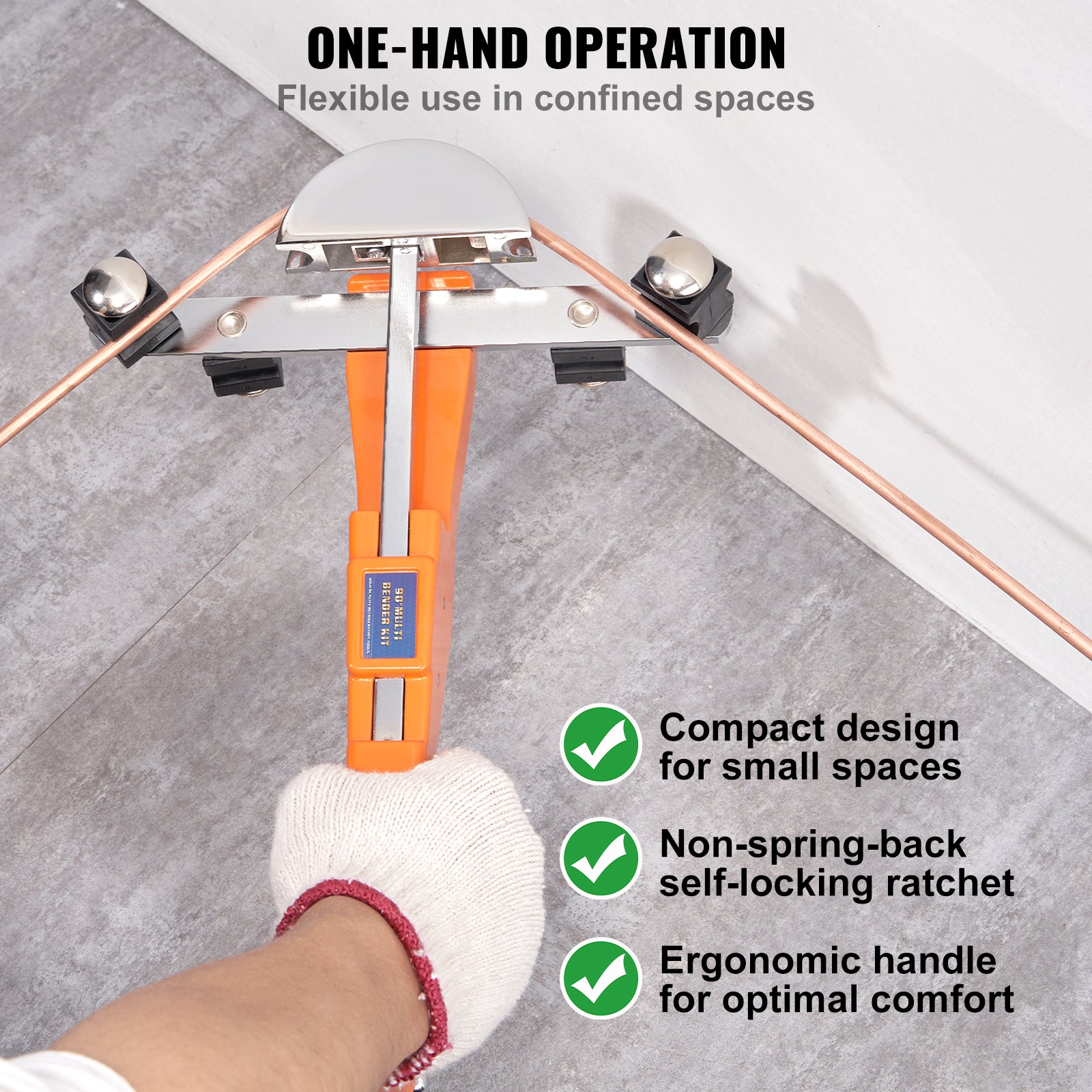 Pipe Tube Bender, 1/4"-7/8" O.D. Ratcheting Tubing Bender, 90° Forward/Reverse Pipes Bending Tools with 7 Dies and Pipe Cutter for HVAC Air Conditioning Refrigerator Repair