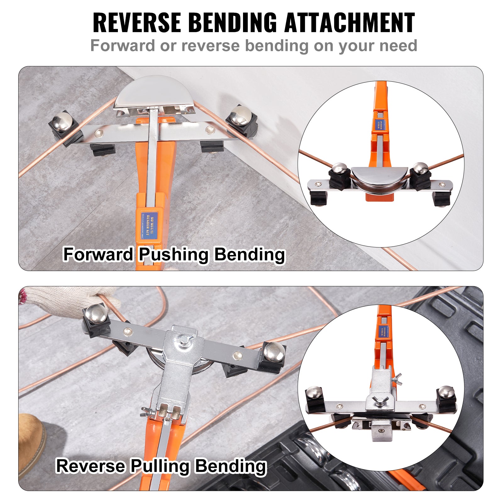 Pipe Tube Bender, 1/4"-7/8" O.D. Ratcheting Tubing Bender, 90° Forward/Reverse Pipes Bending Tools with 7 Dies and Pipe Cutter for HVAC Air Conditioning Refrigerator Repair