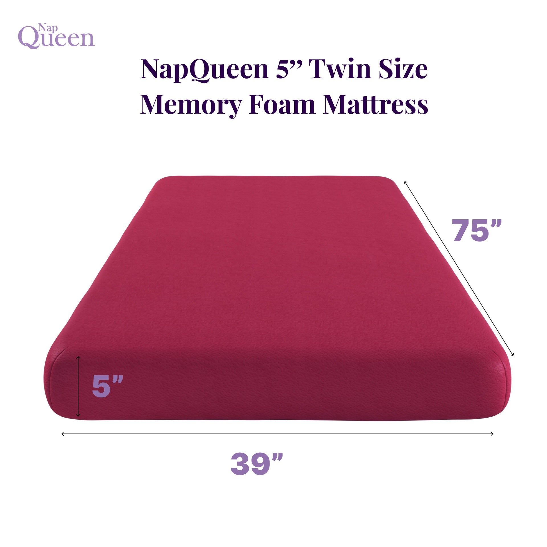 NapQueen 5 inch Twin size Memory Foam Kids Pink Mattress