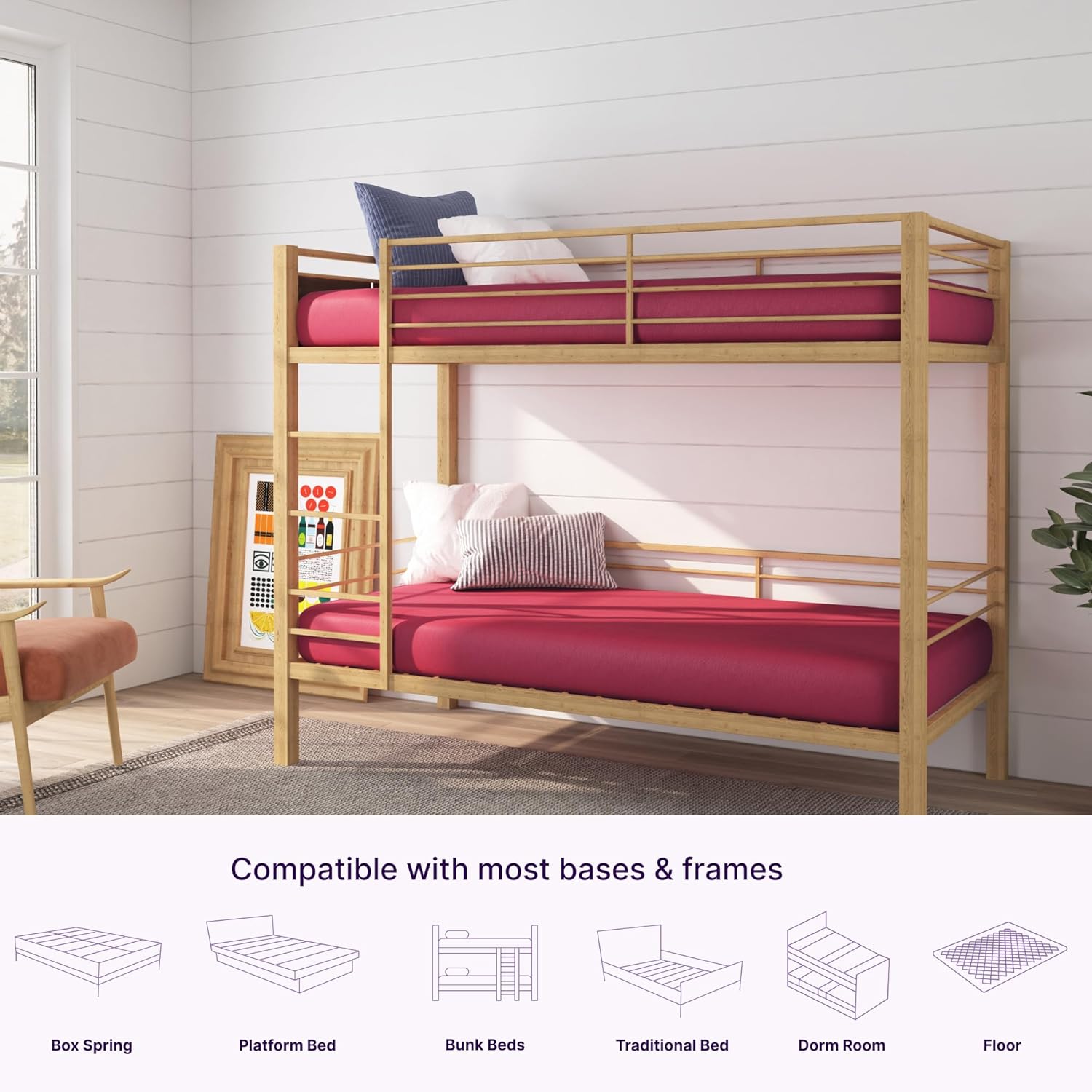 NapQueen 5 inch Twin size Memory Foam Kids Pink Mattress