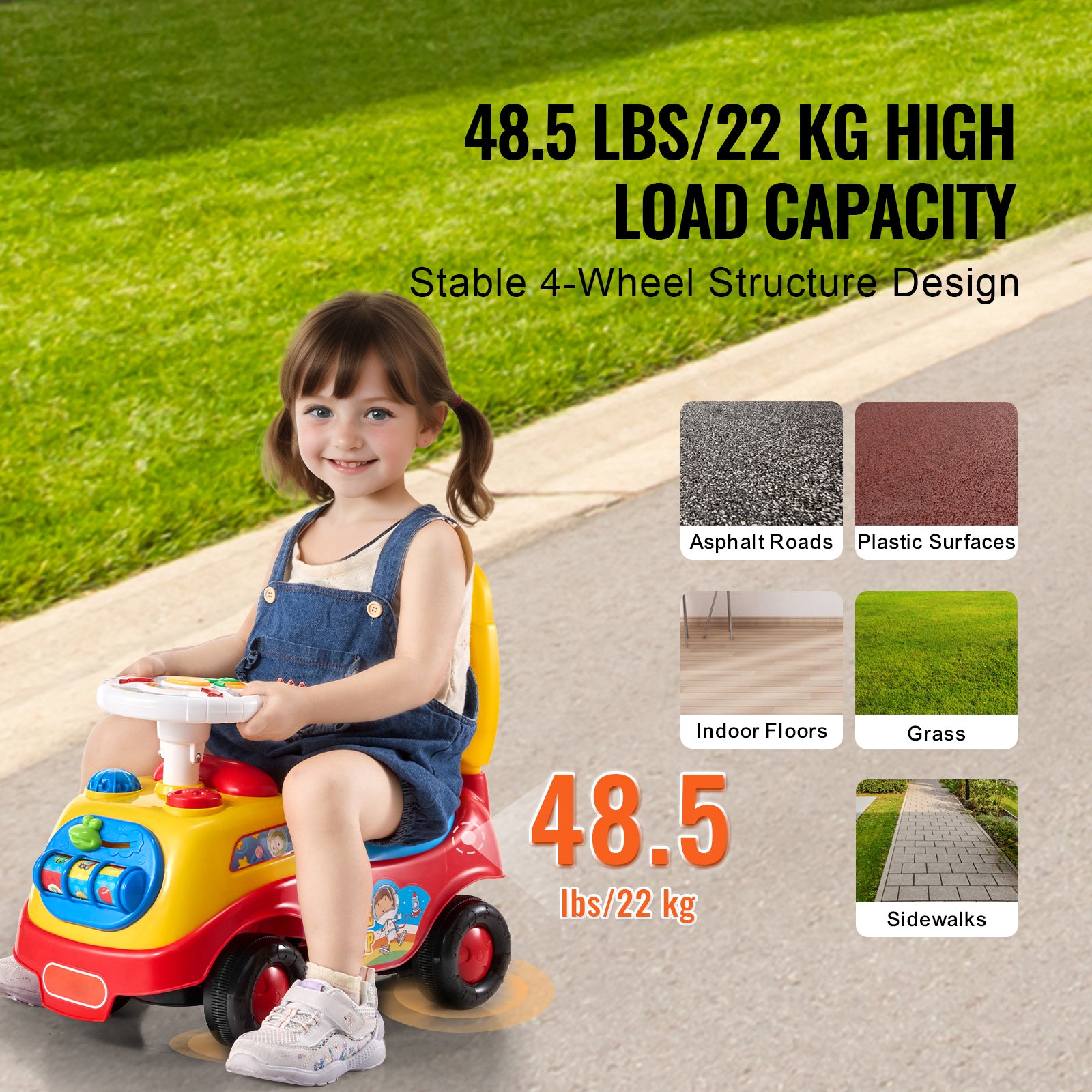 Ride On Push Car for Toddlers, Ages 1-3, Ride Racer, Sit to Stand Toddler Ride On Toy, Classic Kids Ride On Car with Music Steering Wheel, Horn & Under Seat Storage, Ride On Toy for Boys Girls