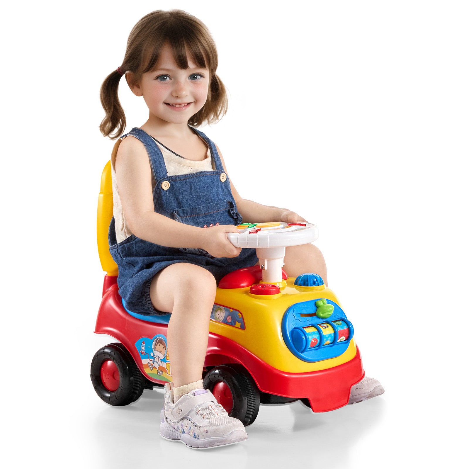 Ride On Push Car for Toddlers, Ages 1-3, Ride Racer, Sit to Stand Toddler Ride On Toy, Classic Kids Ride On Car with Music Steering Wheel, Horn & Under Seat Storage, Ride On Toy for Boys Girls