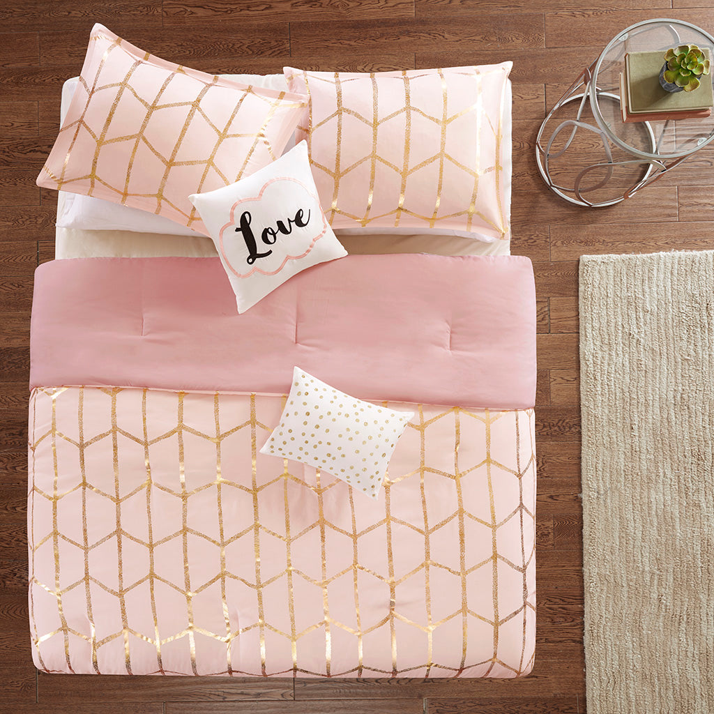 Full/Queen Metallic Printed Comforter Set