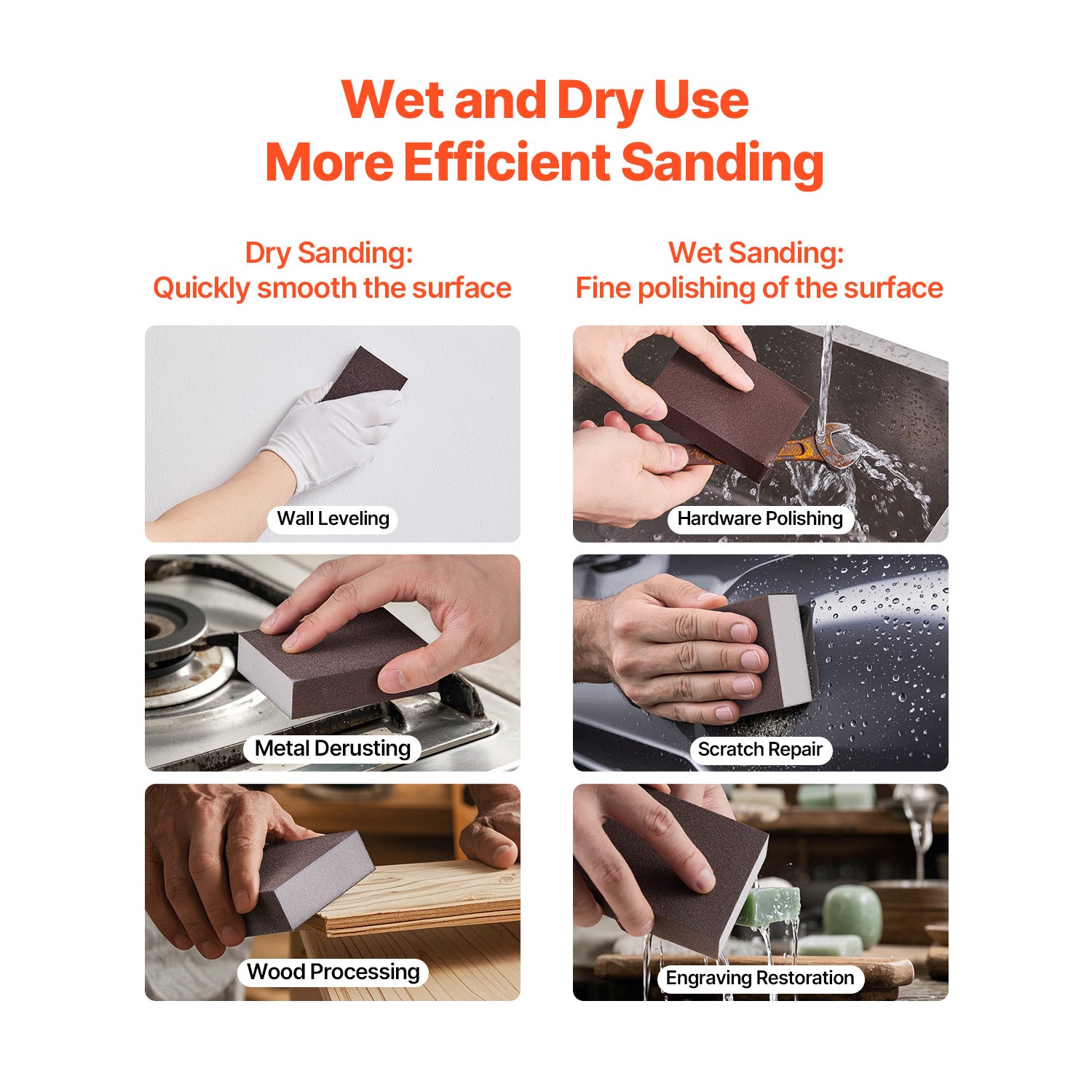 Sanding Sponge 4Pcs 60/80/120/220 Washable and Reusable Sanding Blocks