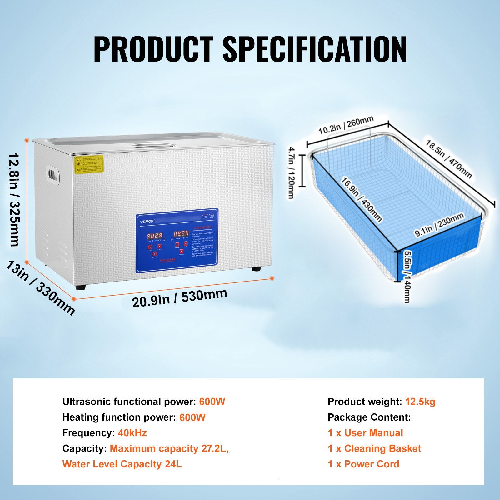 Ultrasonic Cleaner 30L Ultrasonic Cleaner for Cleaning Eyeglasses Dentures Commercial Industrial Ultrasonic Cleaner with Digital Heater Timer and Cleaner Basket (30 Liter)