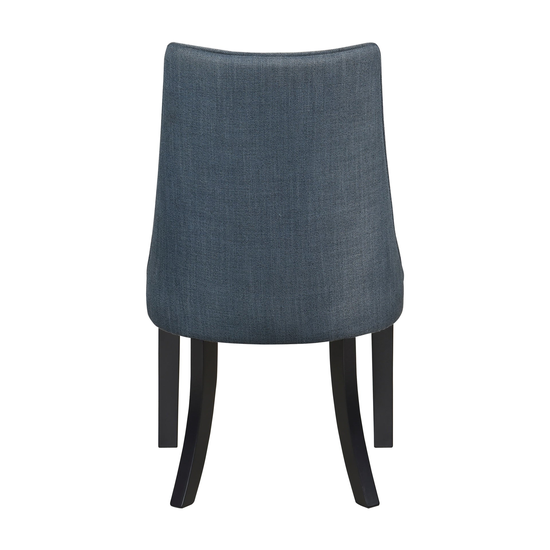Blue Textured Fabric Upholstered Side Chairs Set of 2, Dark Walnut Finish Wooden Legs Modern Dining Kitchen Furniture