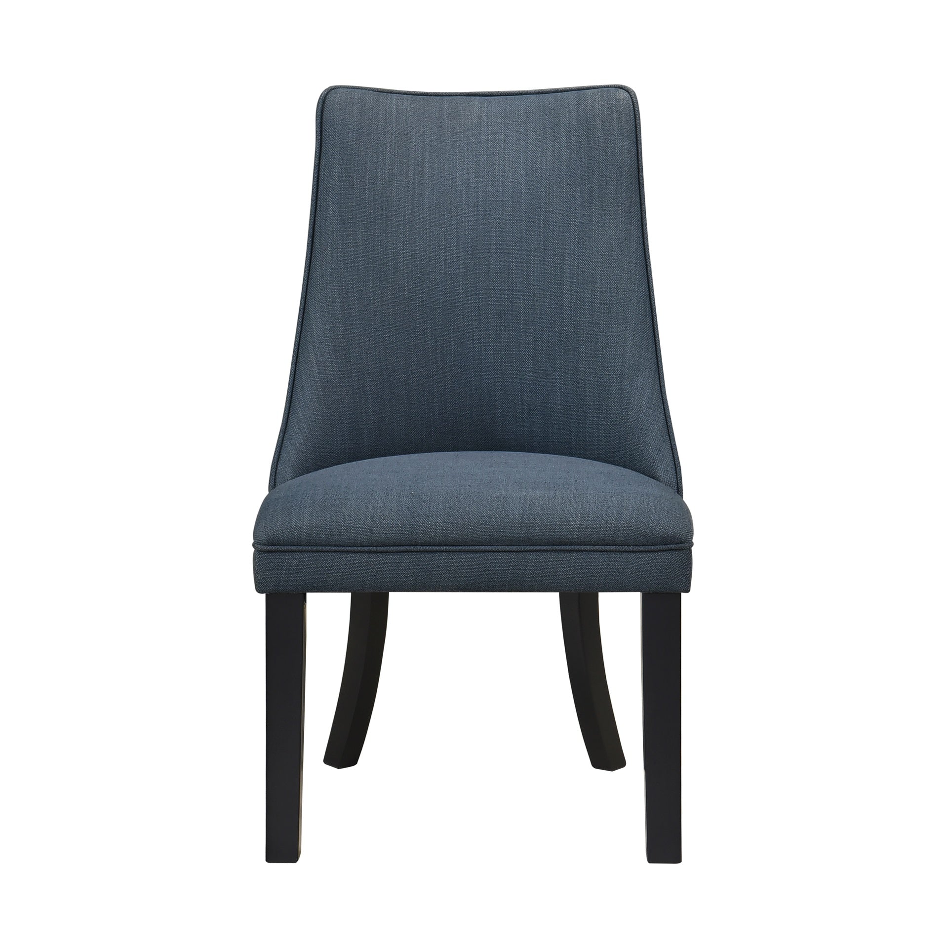 Blue Textured Fabric Upholstered Side Chairs Set of 2, Dark Walnut Finish Wooden Legs Modern Dining Kitchen Furniture