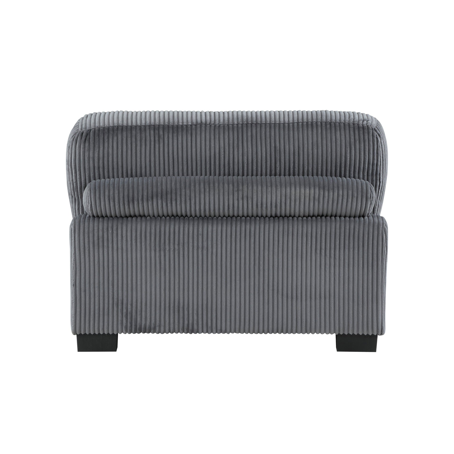 Rix 45 inch Modular Armless Chair, Gray Corduroy Fabric, Black Wood Legs