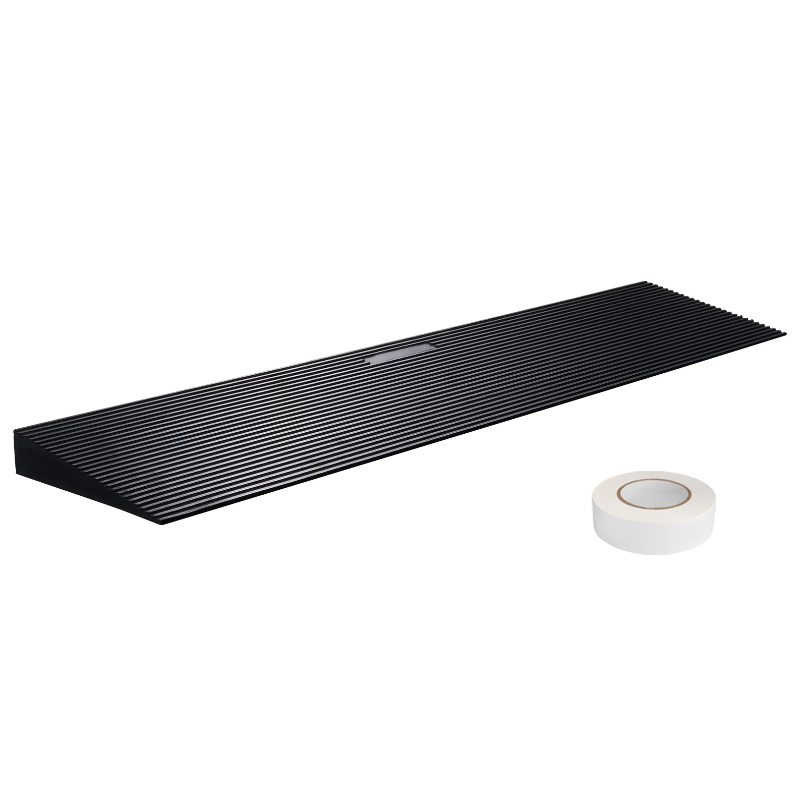 1.6" Rise Cuttable Threshold Ramp for Sweeping Robot, 35.4" Wide Natural Rubber Wheelchair Ramp, Non-Slip Solid Rubber Ramp with Double-Sided Tape for Doorways, Driveways, Bathroom, Smooth Tile