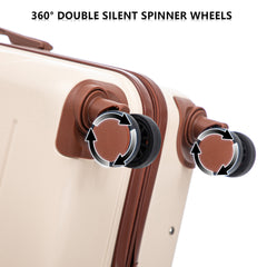 HIFINE TOURIST 20"/24"/28" 3 pcs/set in ABS Spinner Wheel Luggage, Matching Color , With Combination Lock (Beige)