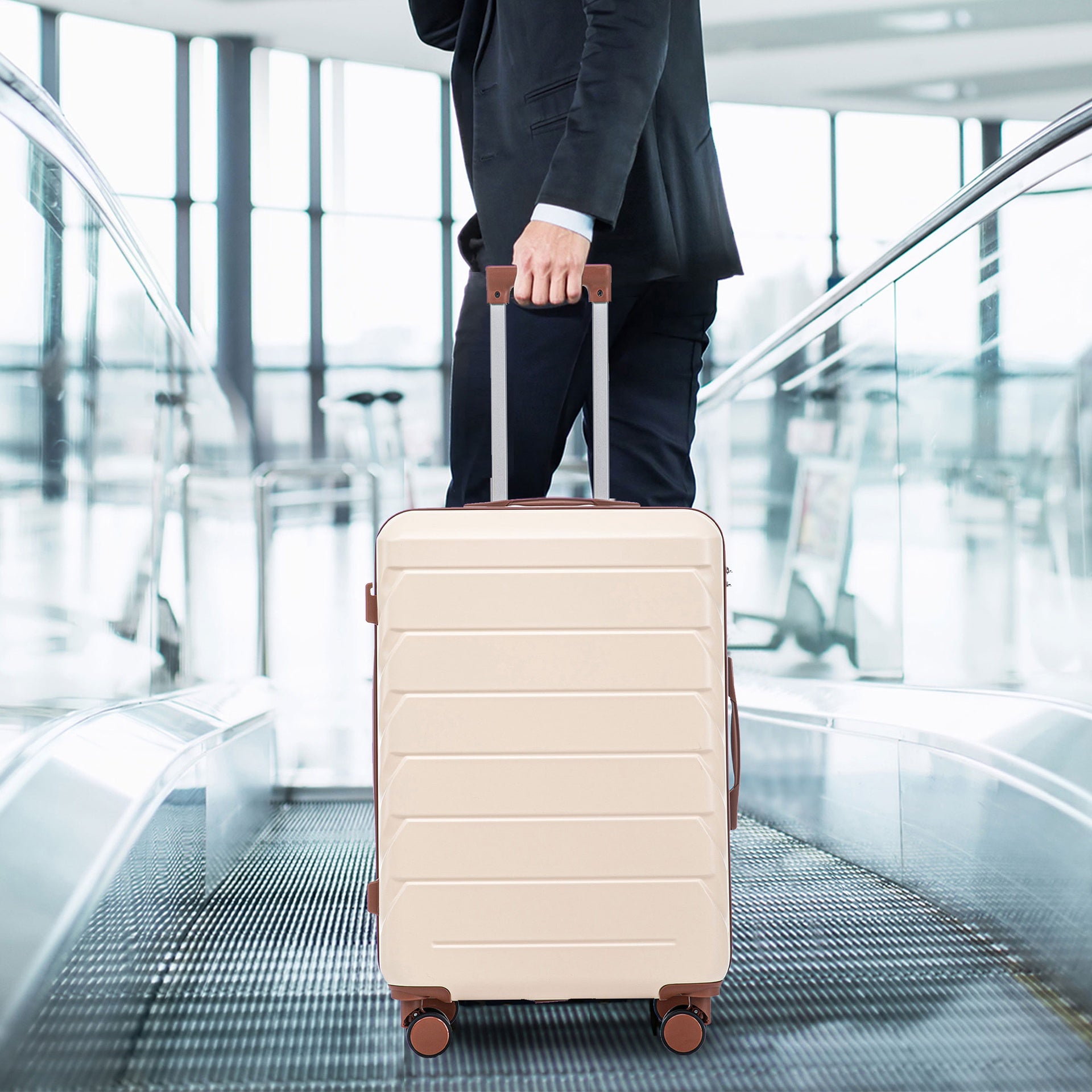HIFINE TOURIST 20"/24"/28" 3 pcs/set in ABS Spinner Wheel Luggage, Matching Color , With Combination Lock (Beige)