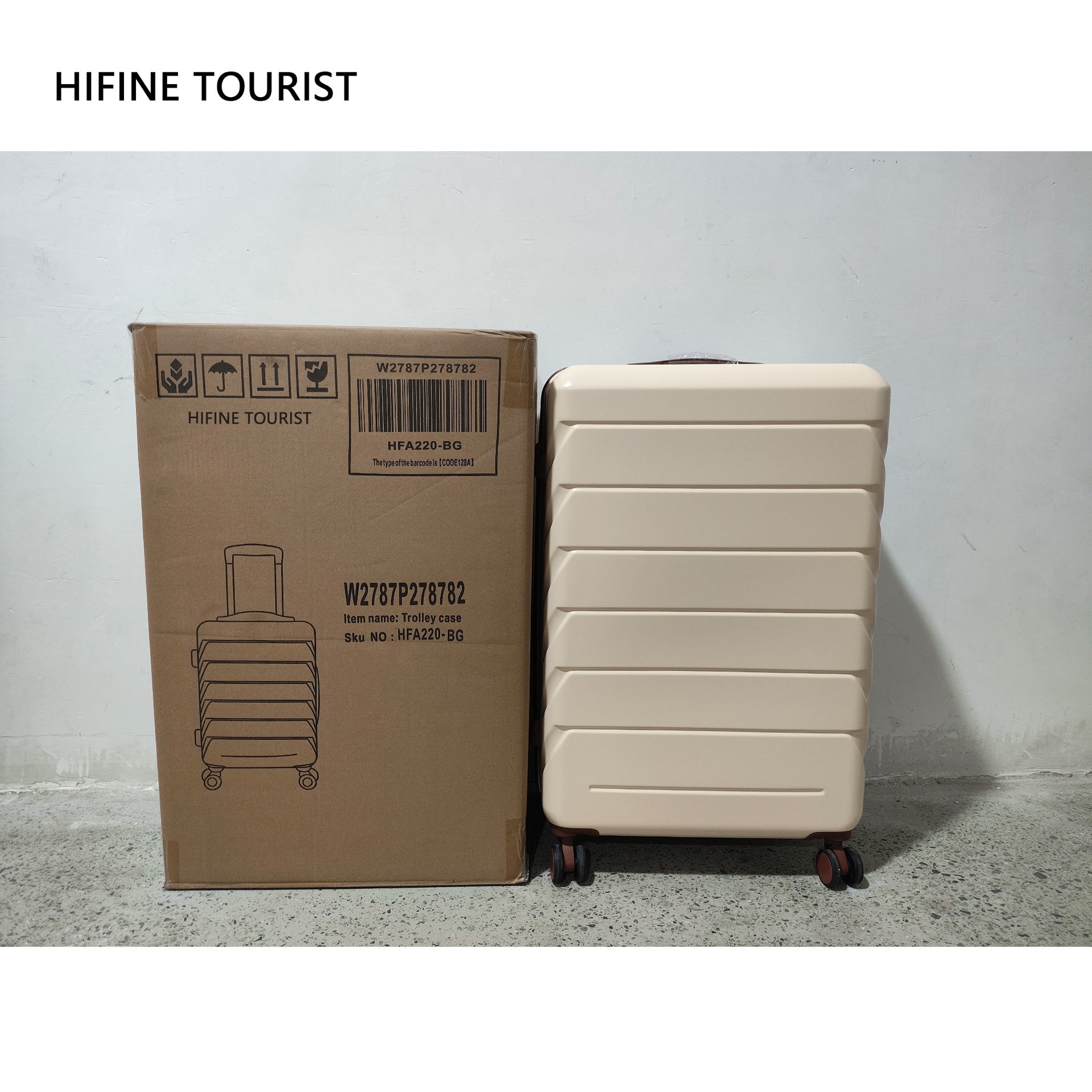 HIFINE TOURIST 20"/24"/28" 3 pcs/set in ABS Spinner Wheel Luggage, Matching Color , With Combination Lock (Beige)