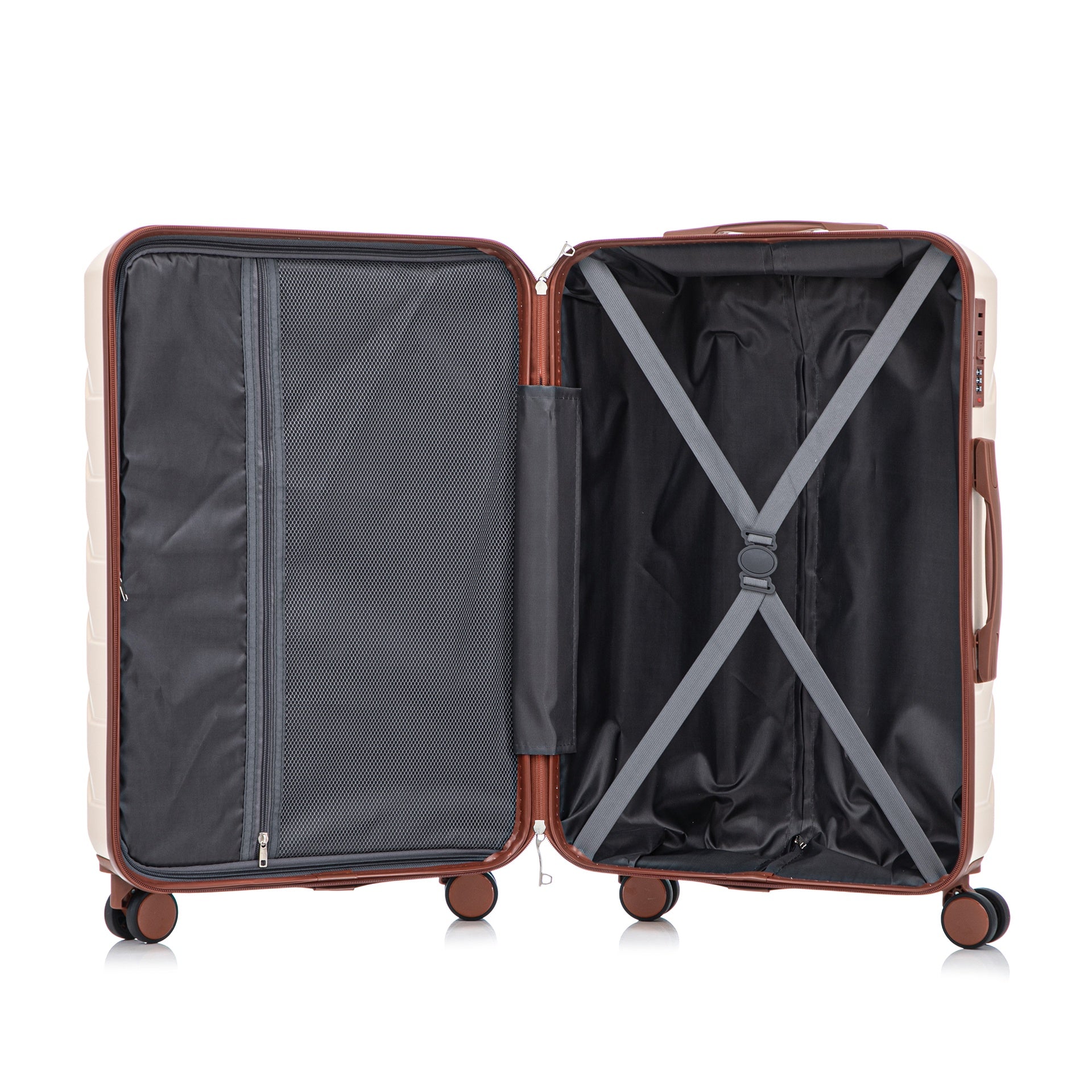 HIFINE TOURIST 20"/24"/28" 3 pcs/set in ABS Spinner Wheel Luggage, Matching Color , With Combination Lock (Beige)