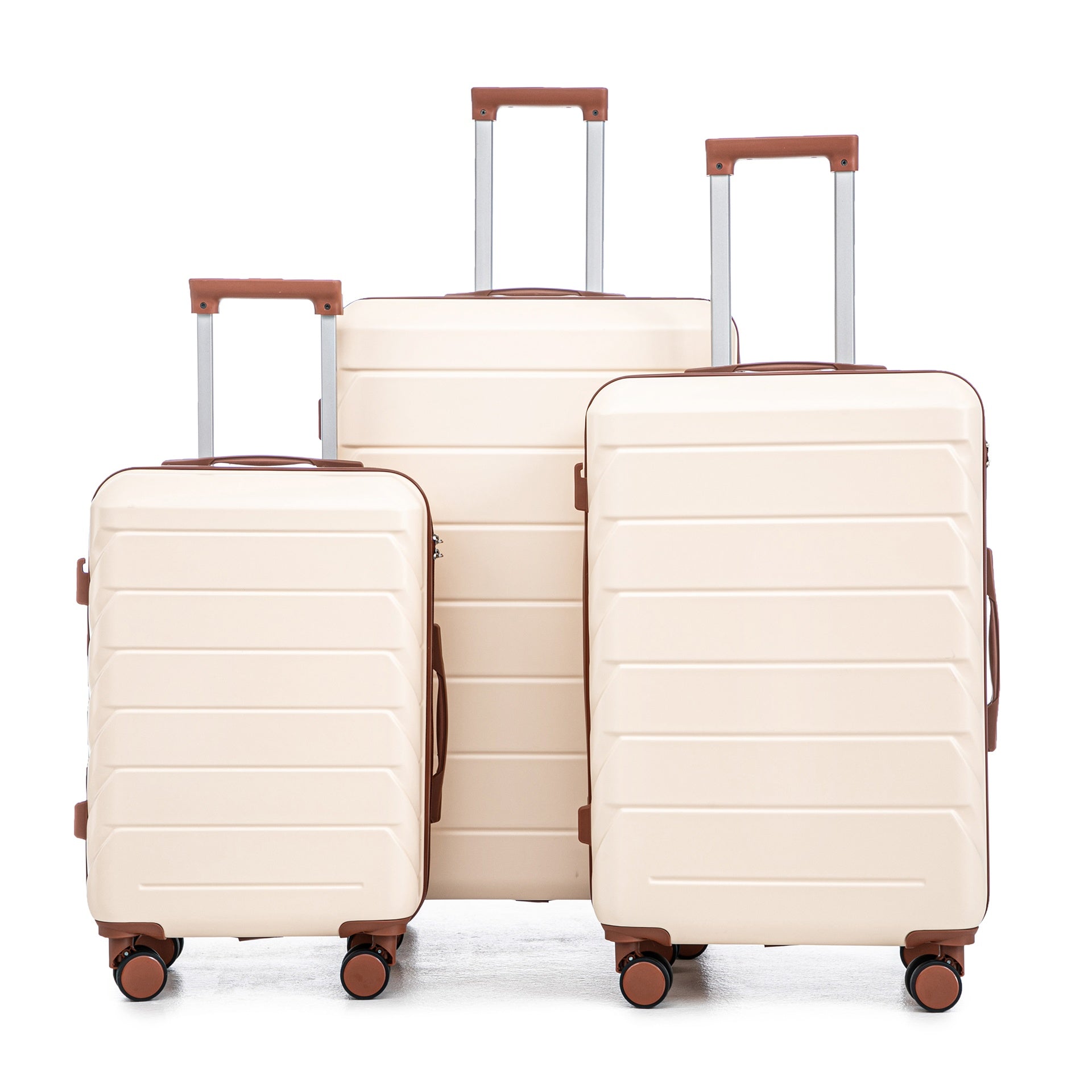 HIFINE TOURIST 20"/24"/28" 3 pcs/set in ABS Spinner Wheel Luggage, Matching Color , With Combination Lock (Beige)