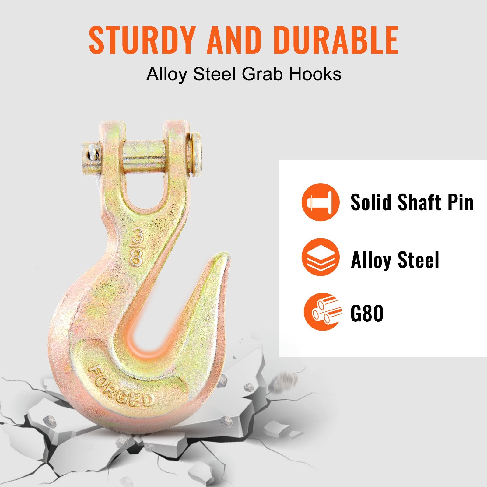 Transport Binder Chain, 7100lbs Working Load Limit, 3/8''x20' G80 Tow Chain Tie Down with Grab Hooks, DOT Certified, Galvanized Coating Manganese Steel for Dock Factory Construction Site, 2 Pack